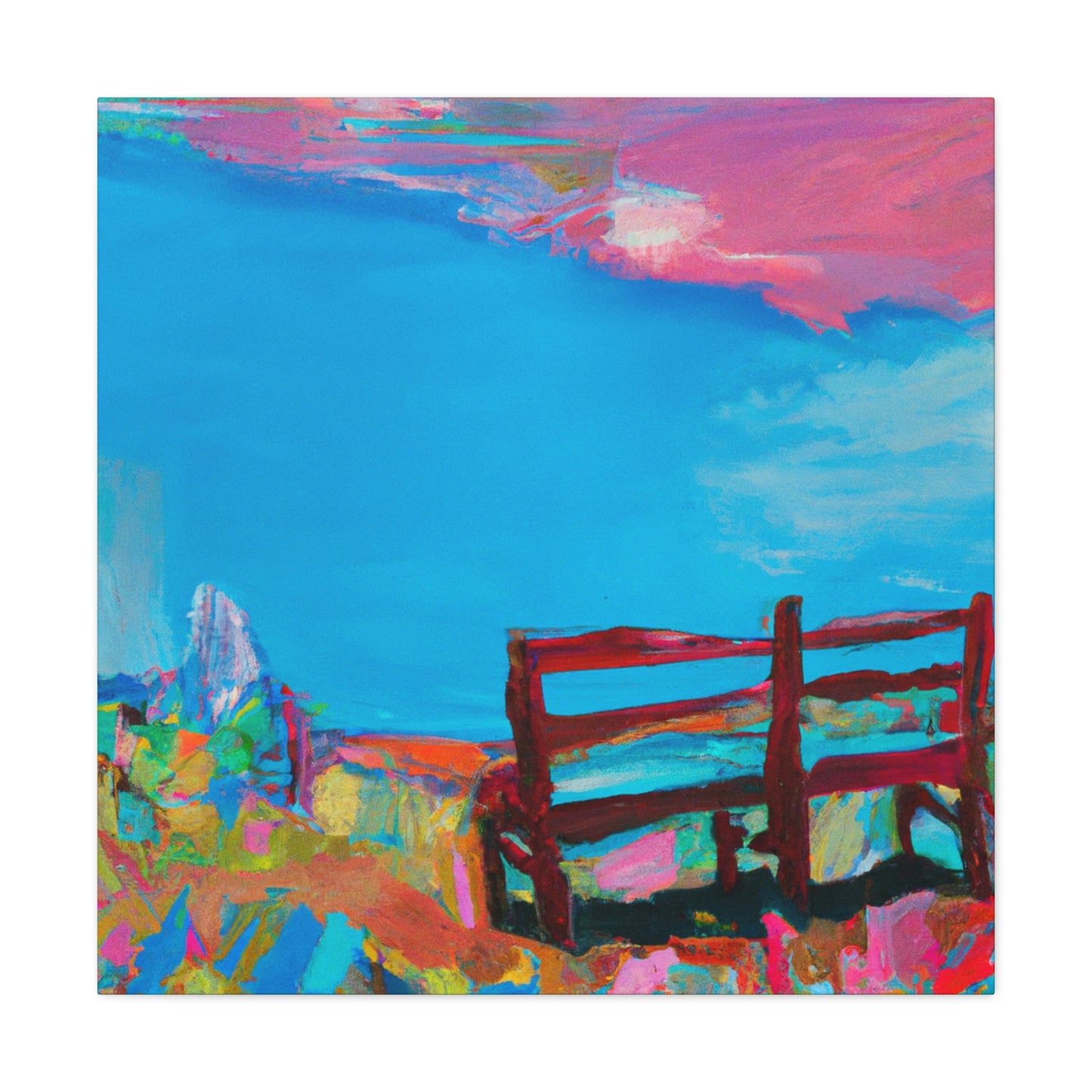 "Love on the Bench" - Canvas