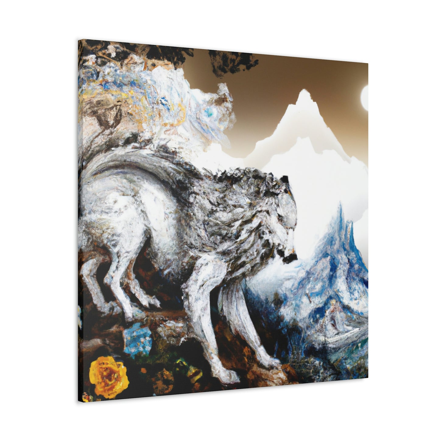 Wolf in Moonlight Glow - Canvas