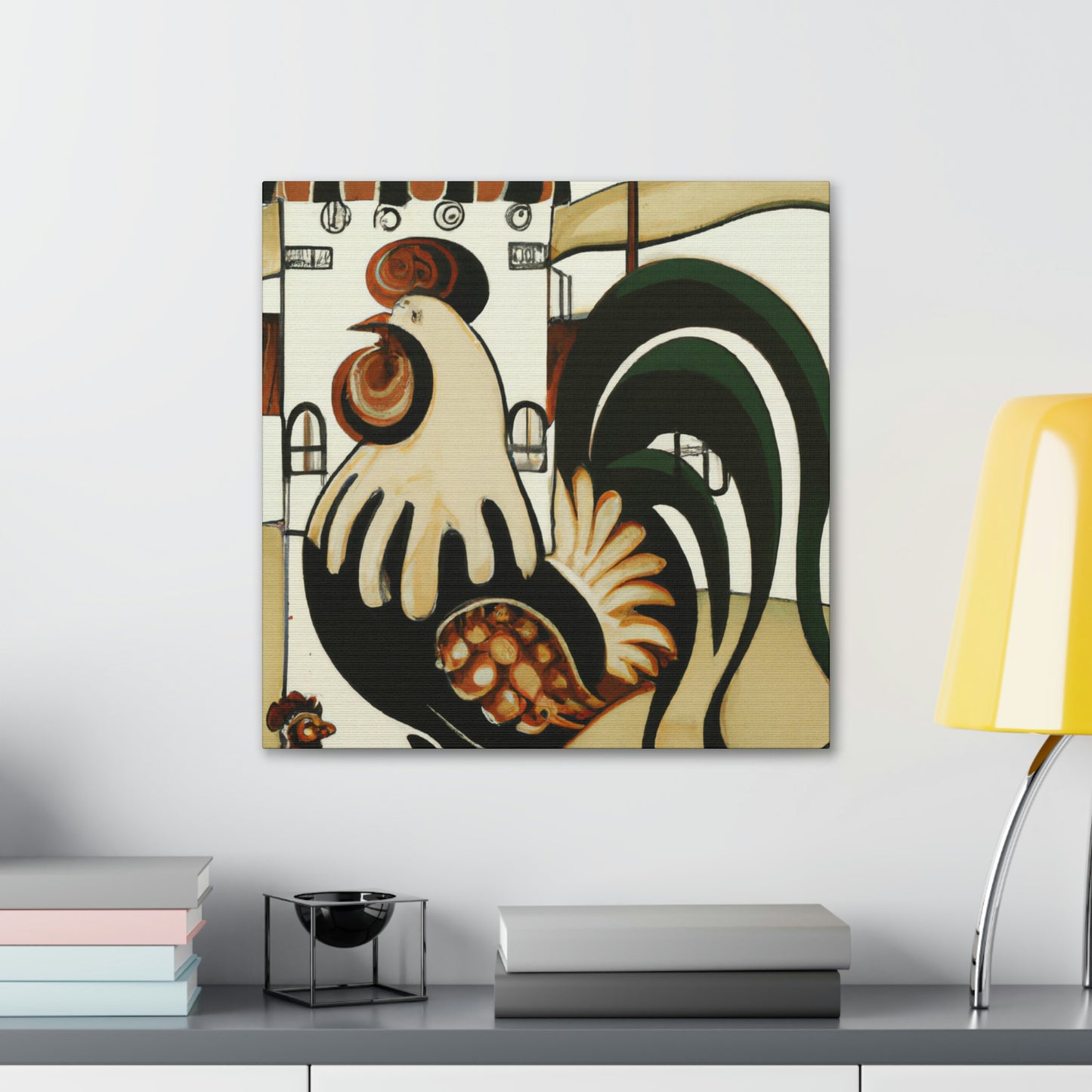 "Rooster At Dawn, Art Nouveau" - Canvas