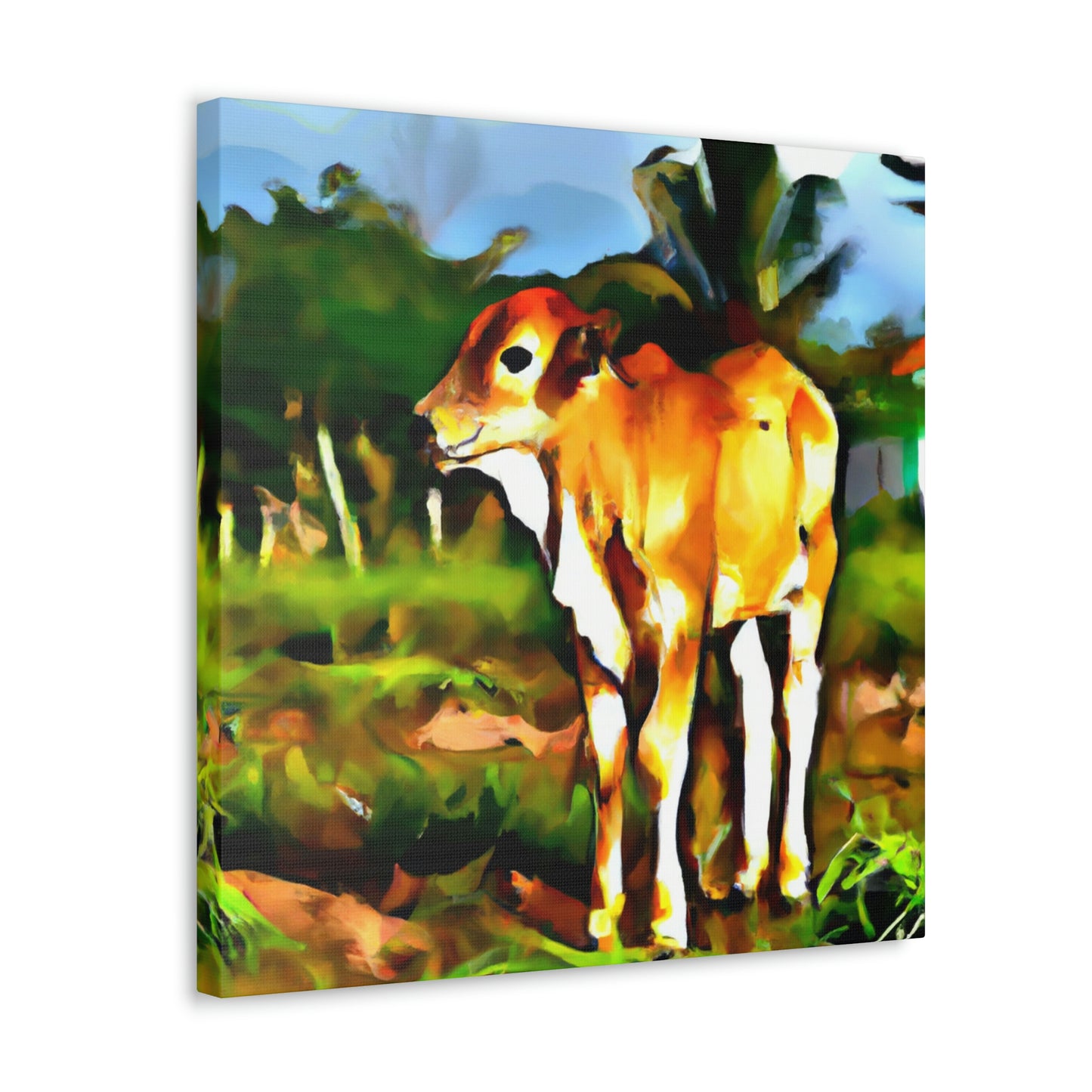 Calf in Neon Glory - Canvas