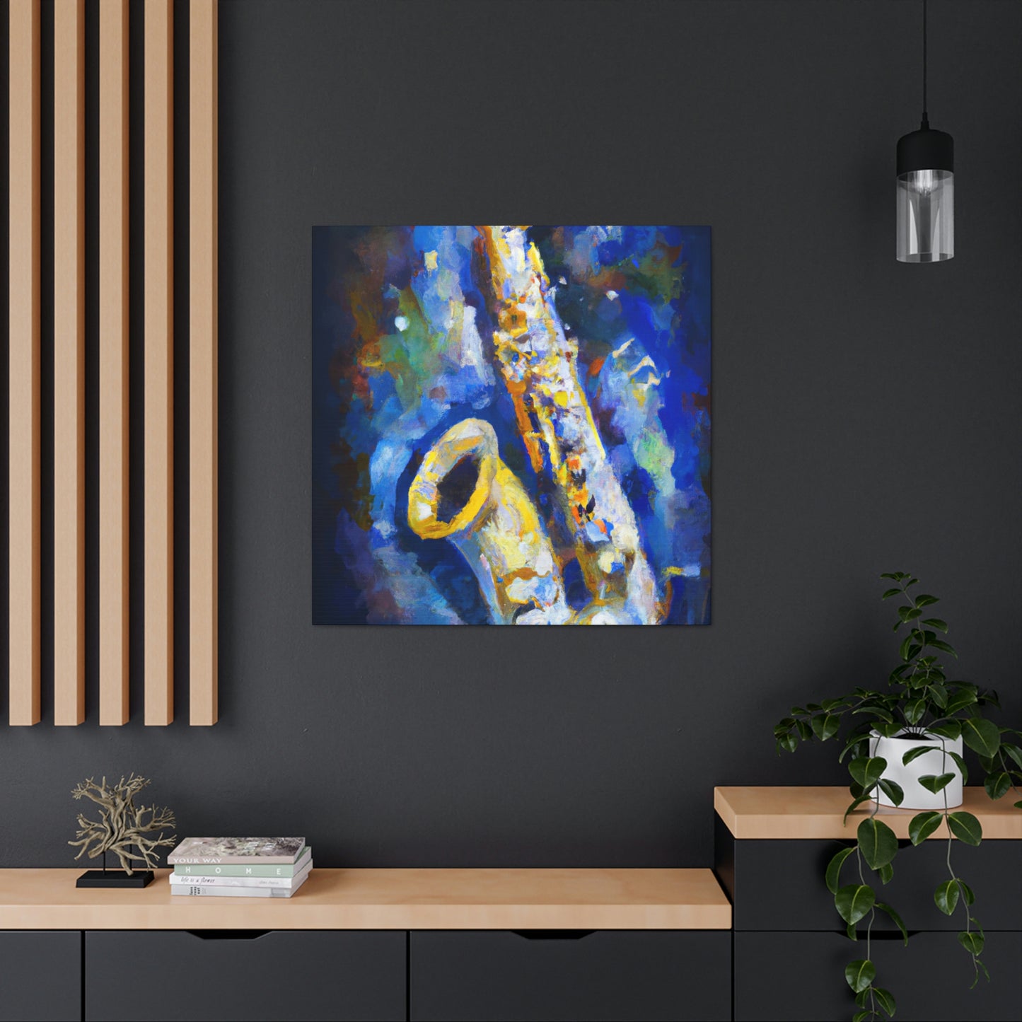 "Sax on Blue Canvas" - Canvas