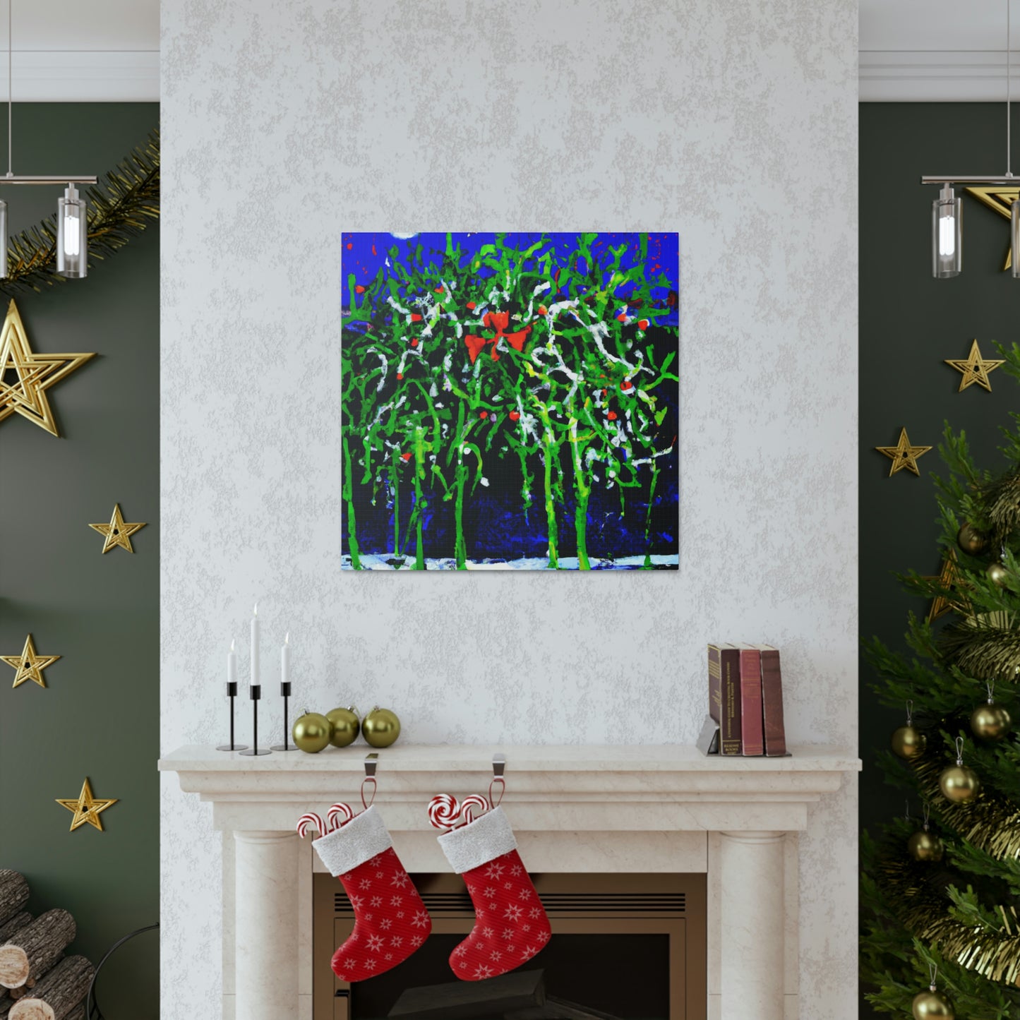 Mistletoe Embrace Expressionism - Canvas