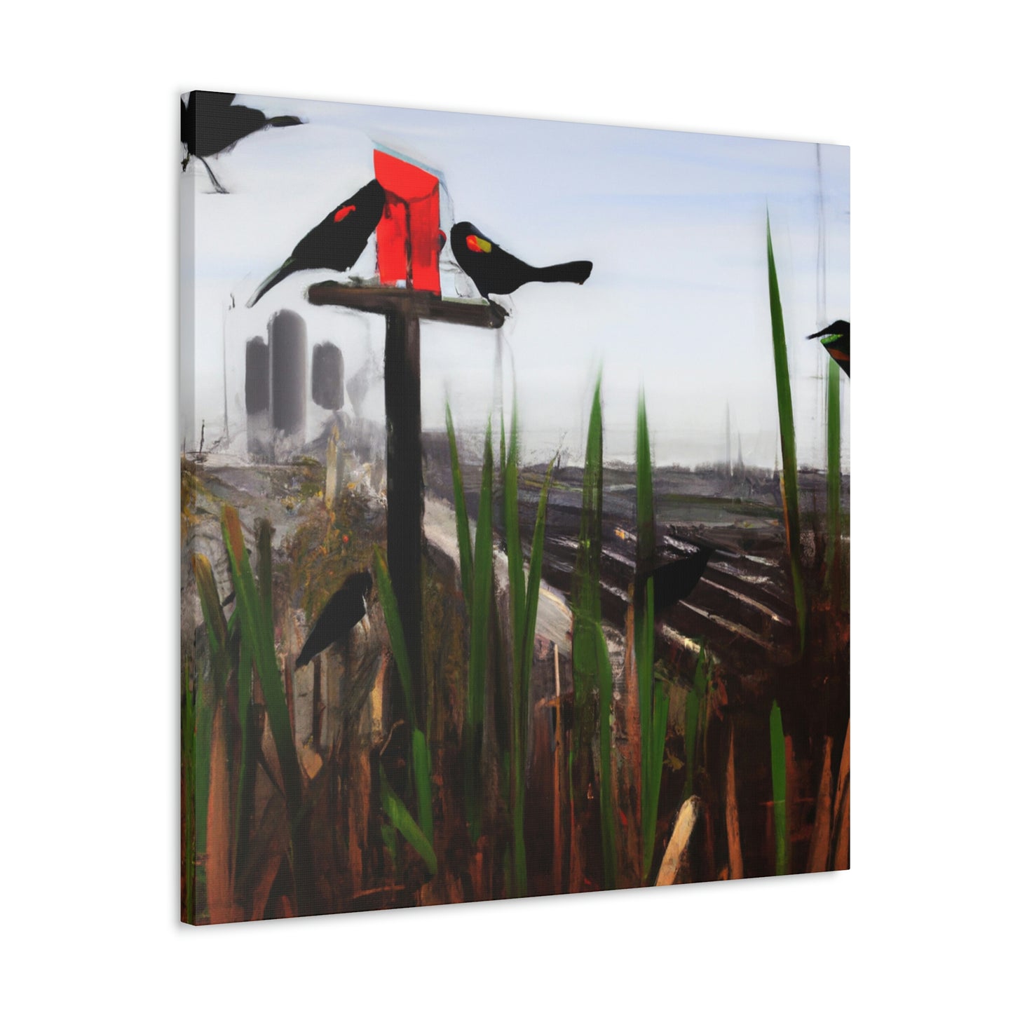 "Red-Winged Art Deco" - Canvas