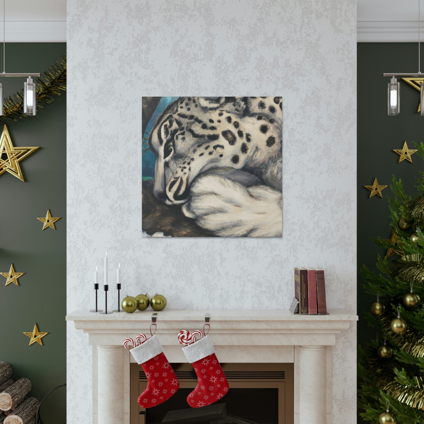 Snow Leopard Silhouette - Canvas