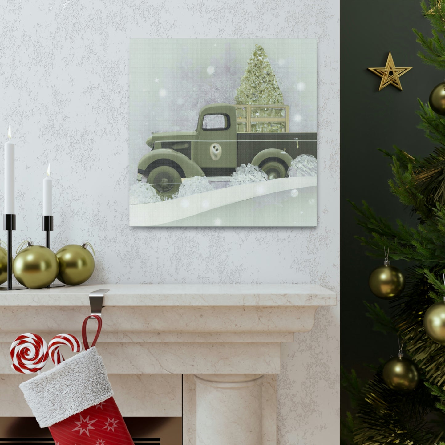 "Christmas Wishes Delivery Truck" - Canvas