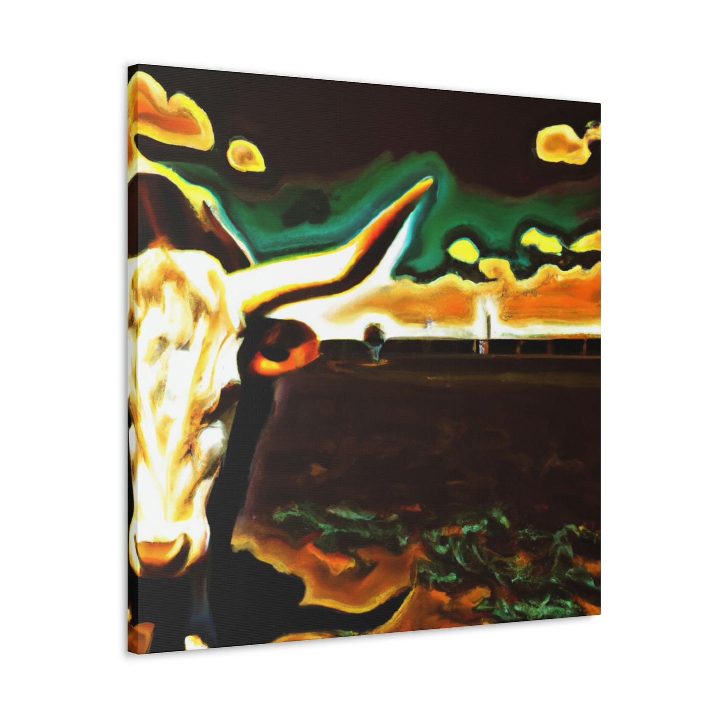 "Cow-Laden Texas Dreamscape" - Canvas