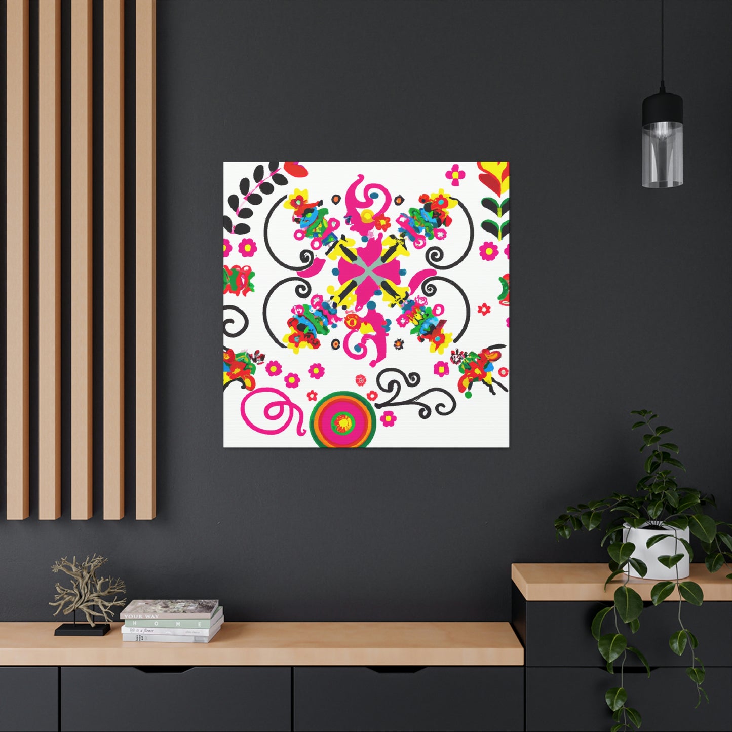 "Whimsical Flower Curtains" - Canvas