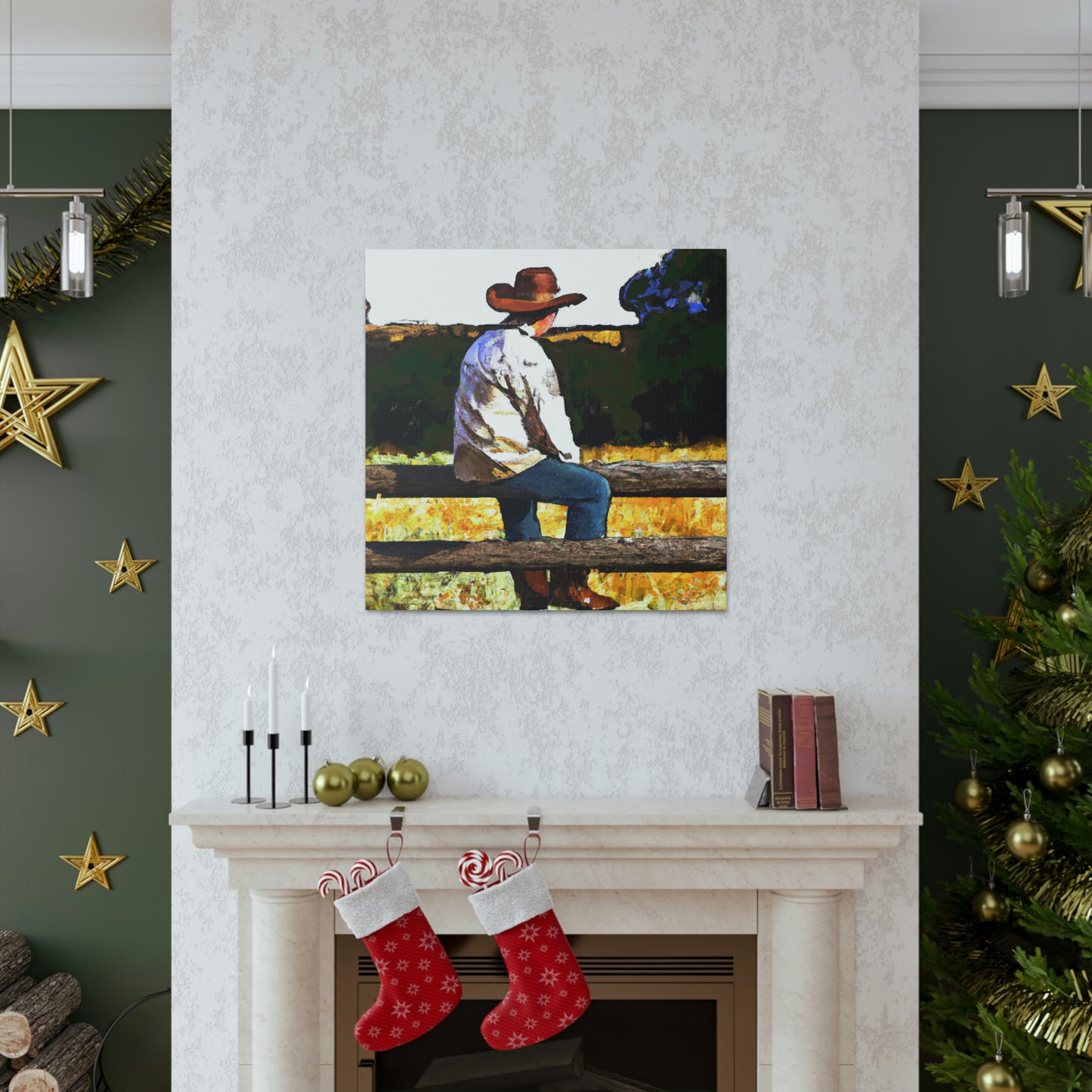 Cowboy on the Fence - Canvas