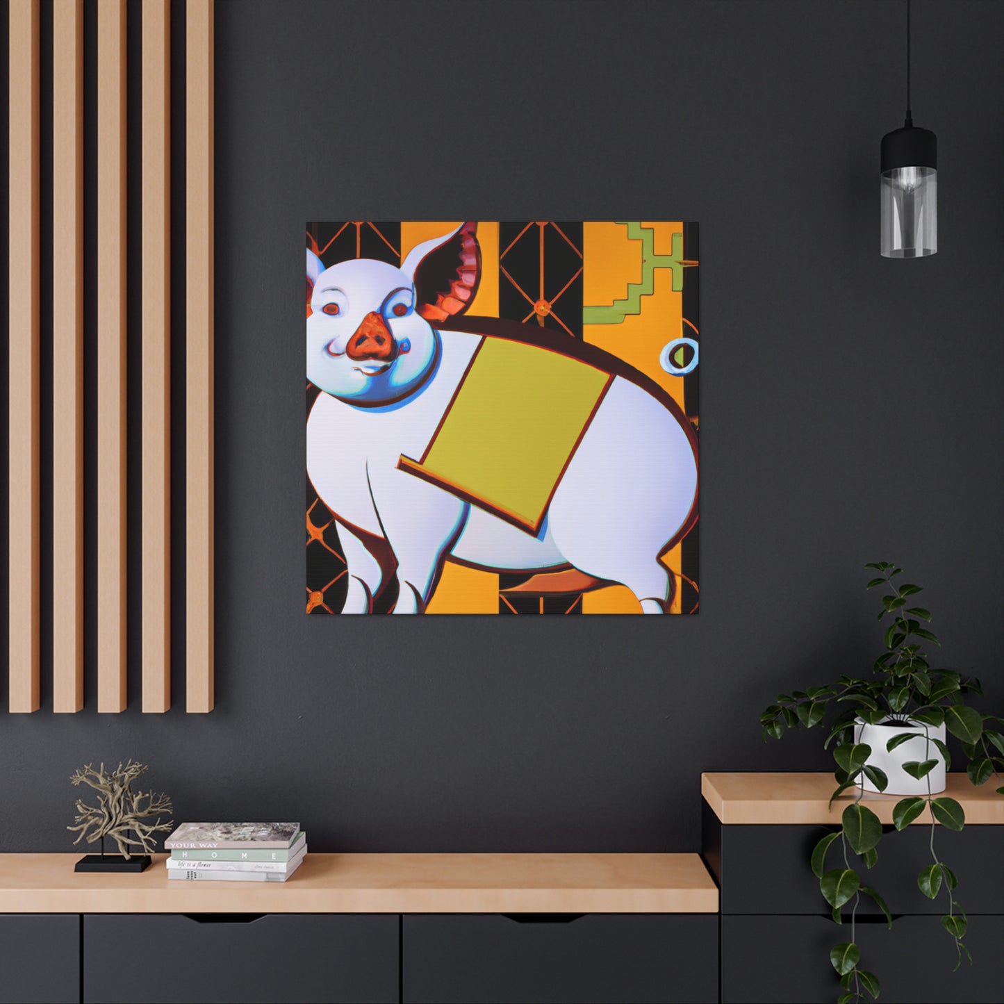 "Piggy's Deco Gleam" - Canvas