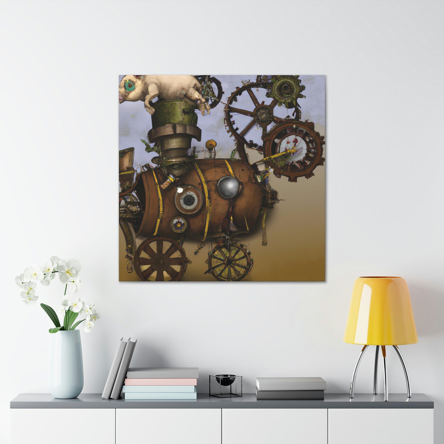 "The Clockwork Airship Over Egypt" - Canvas