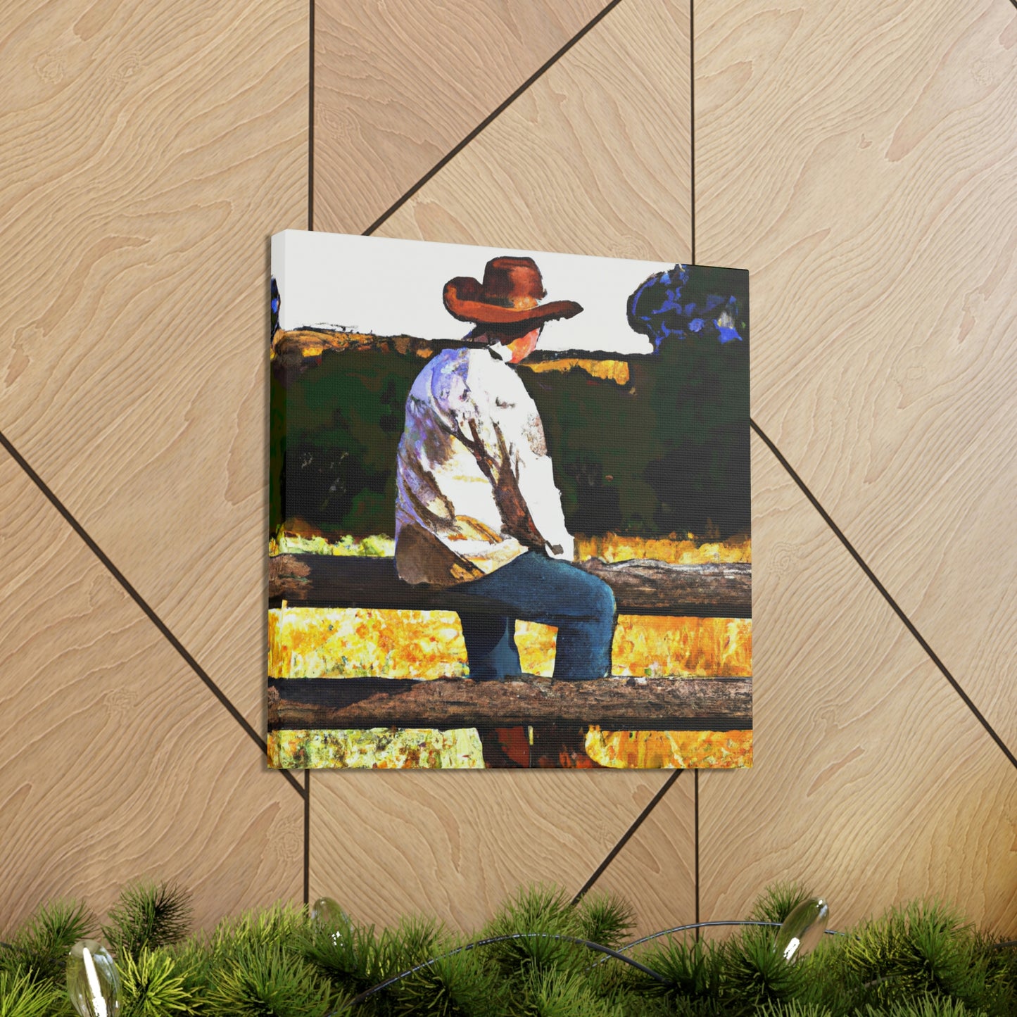 Cowboy on the Fence - Canvas