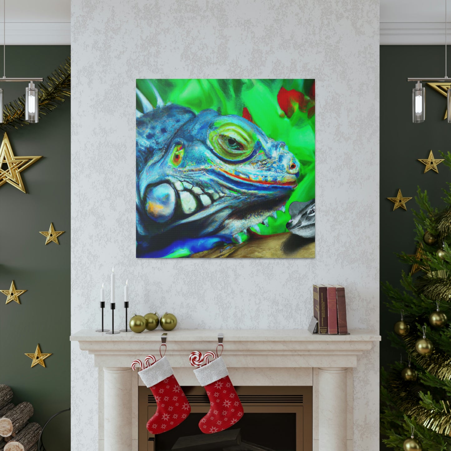 "Green Iguana Dreamscape" - Canvas