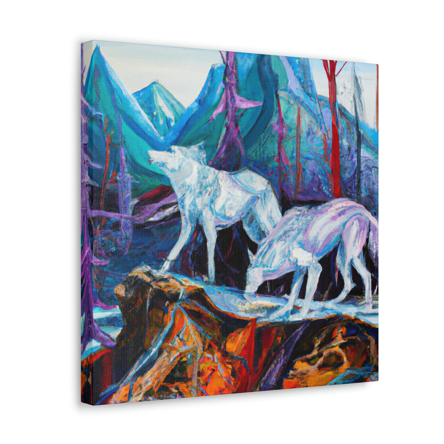 "Wolf at Midnight Glow" - Canvas