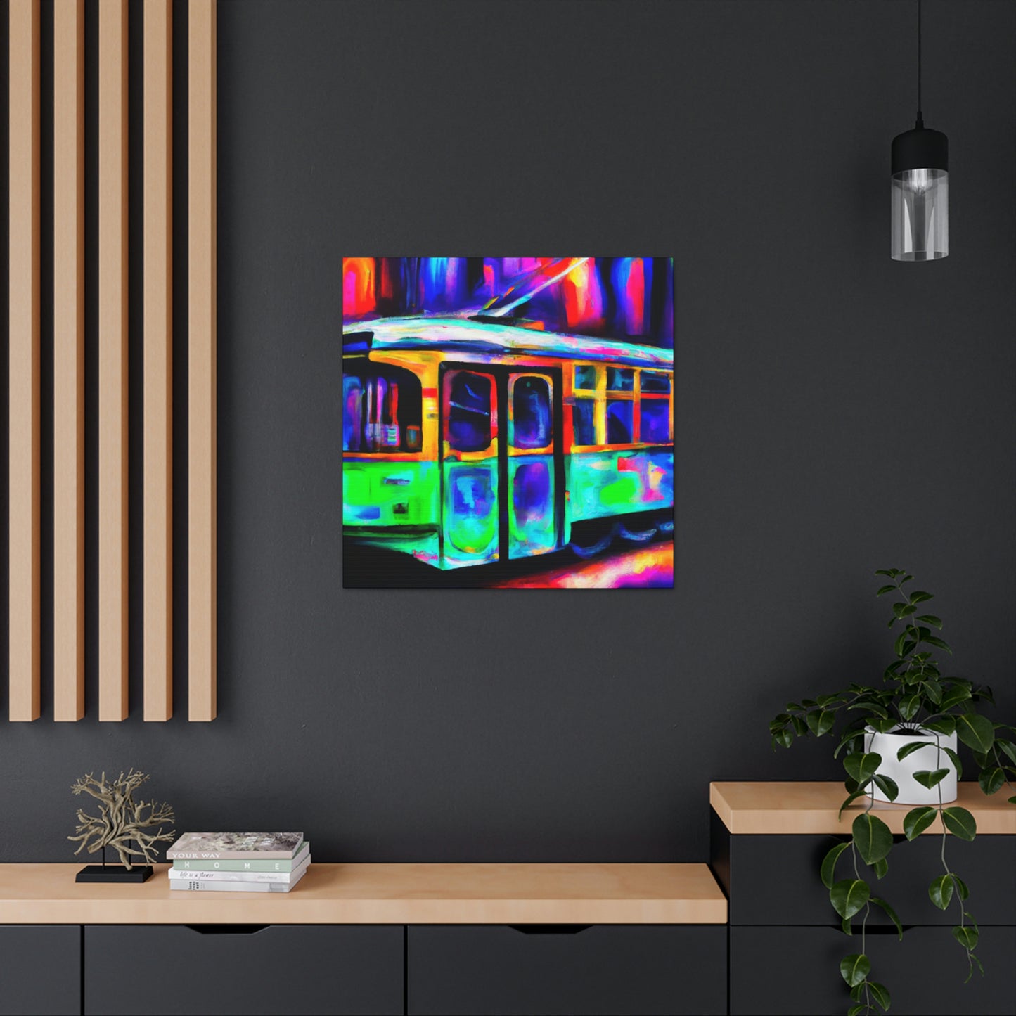 "Trams at Sunset Glowing" - Canvas