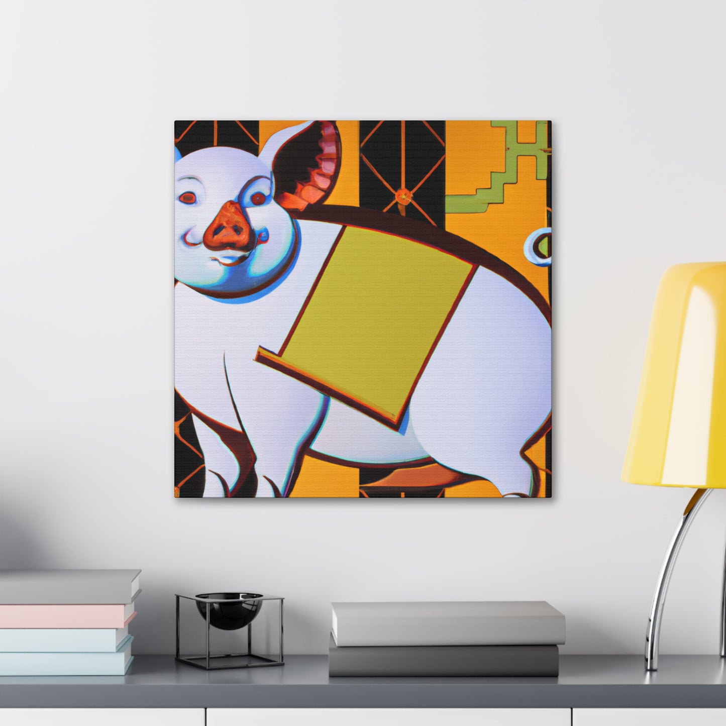 "Piggy's Deco Gleam" - Canvas