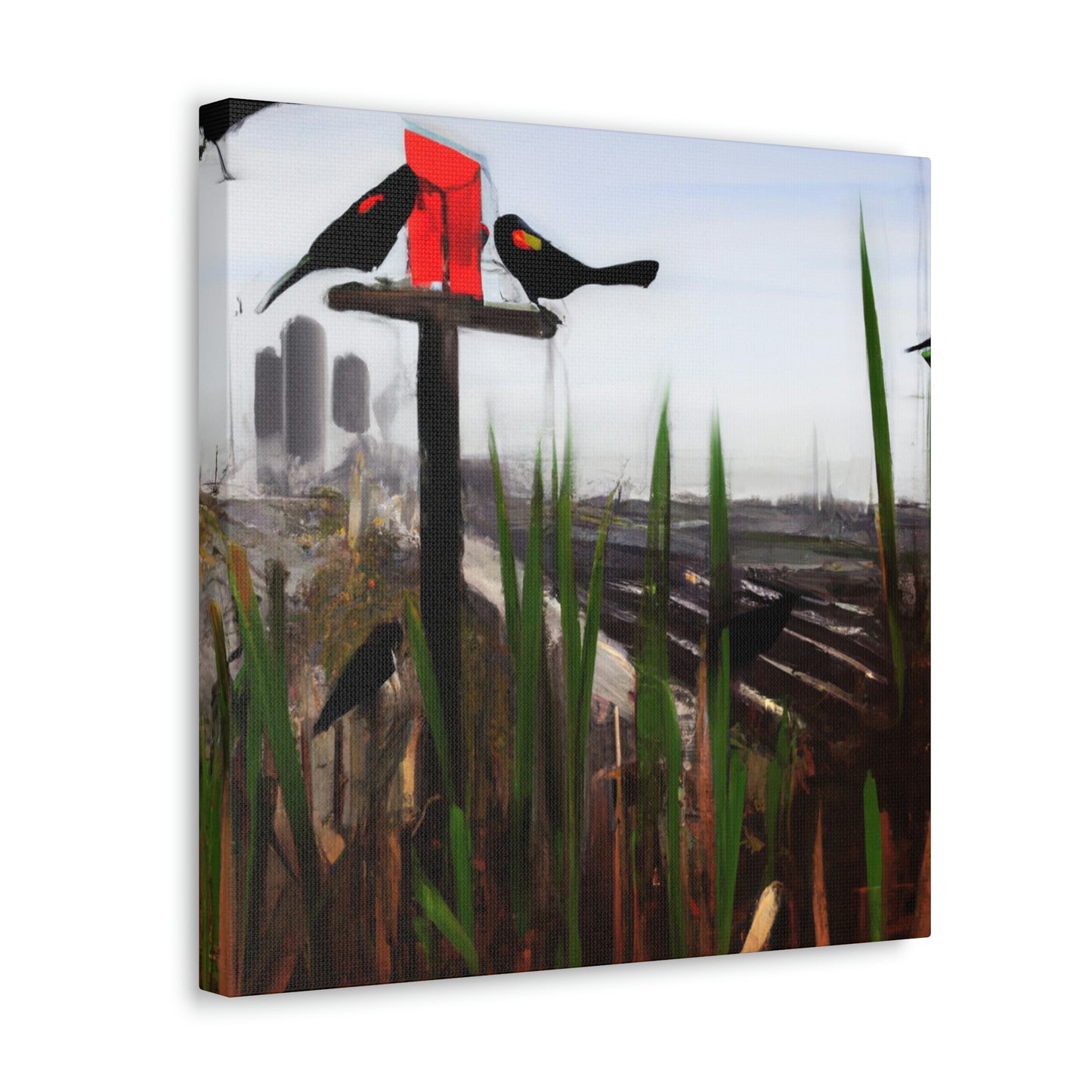 "Red-Winged Art Deco" - Canvas