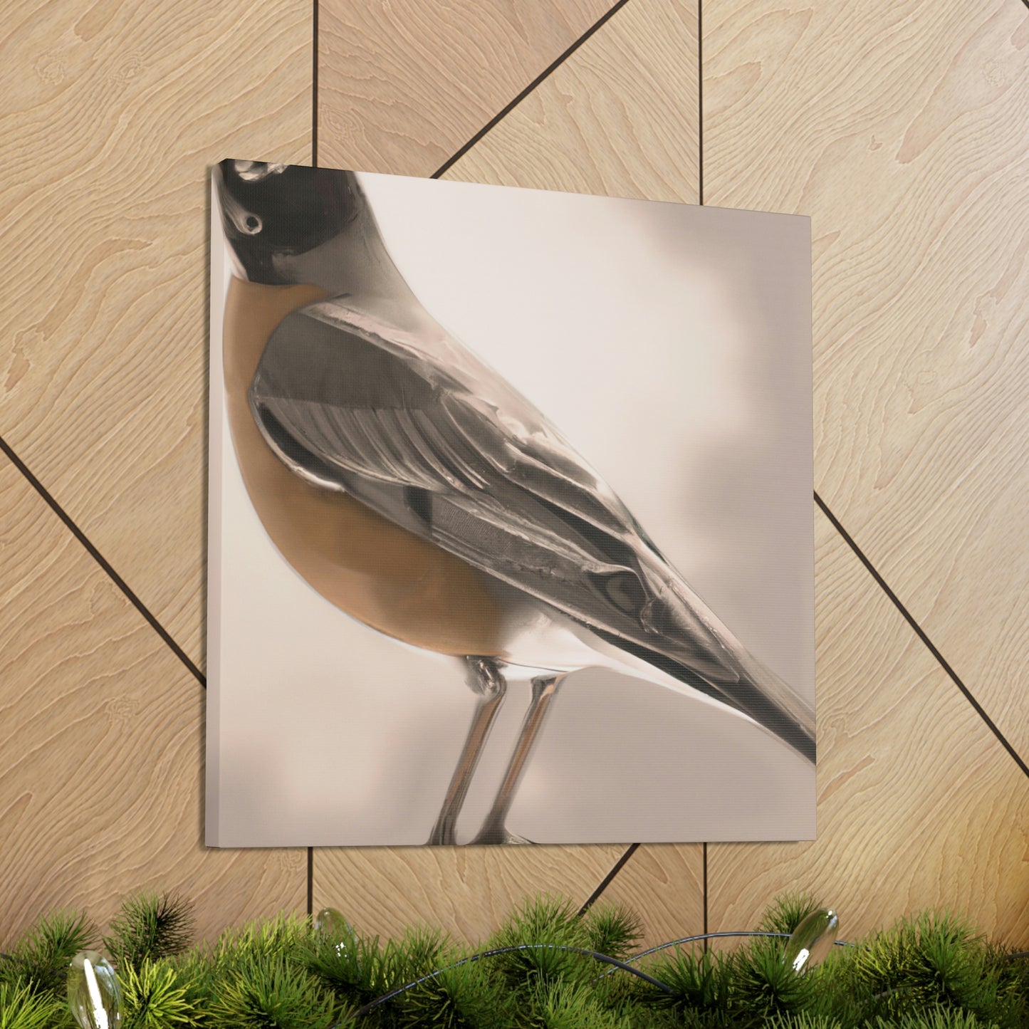 "Robins in Reflection Art" - Canvas