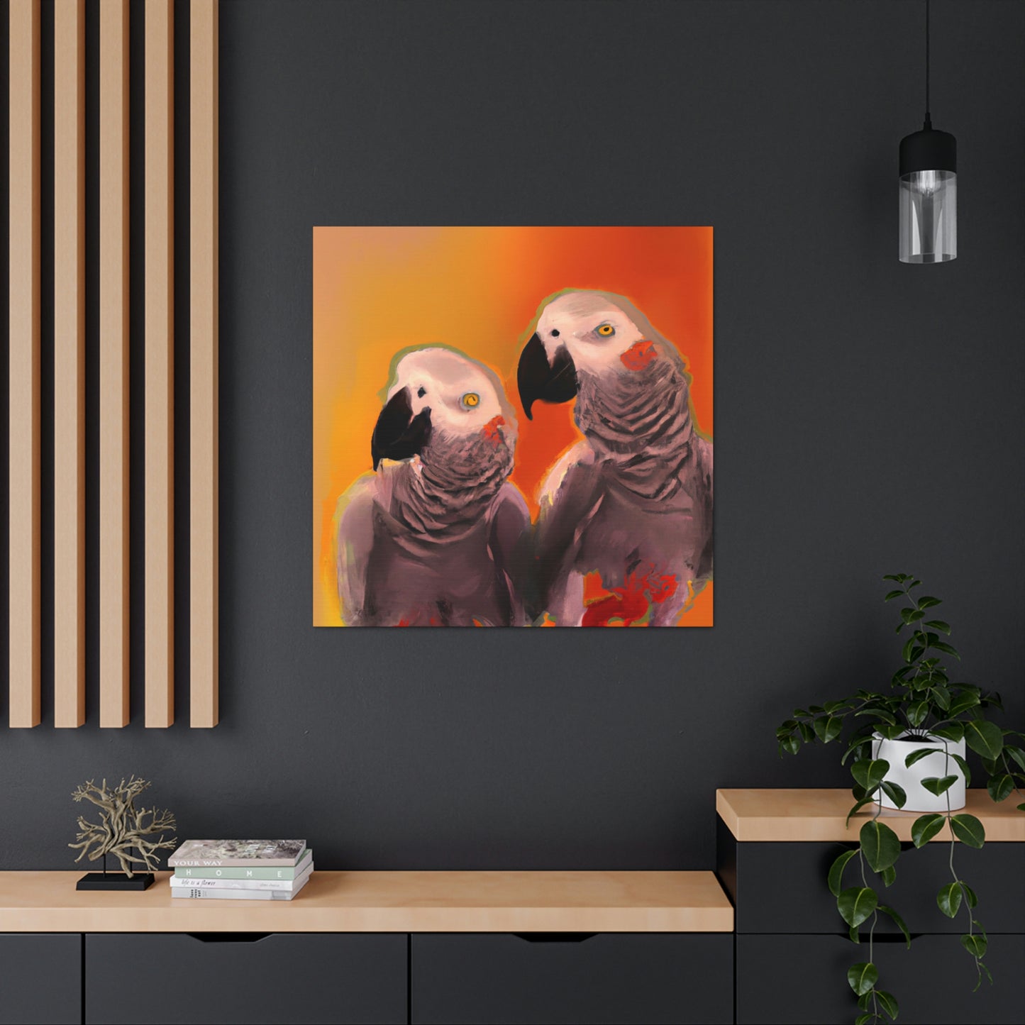 "African Greys Abound" - Canvas