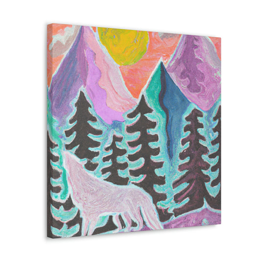 "Wolf in Wilderness Scene" - Canvas