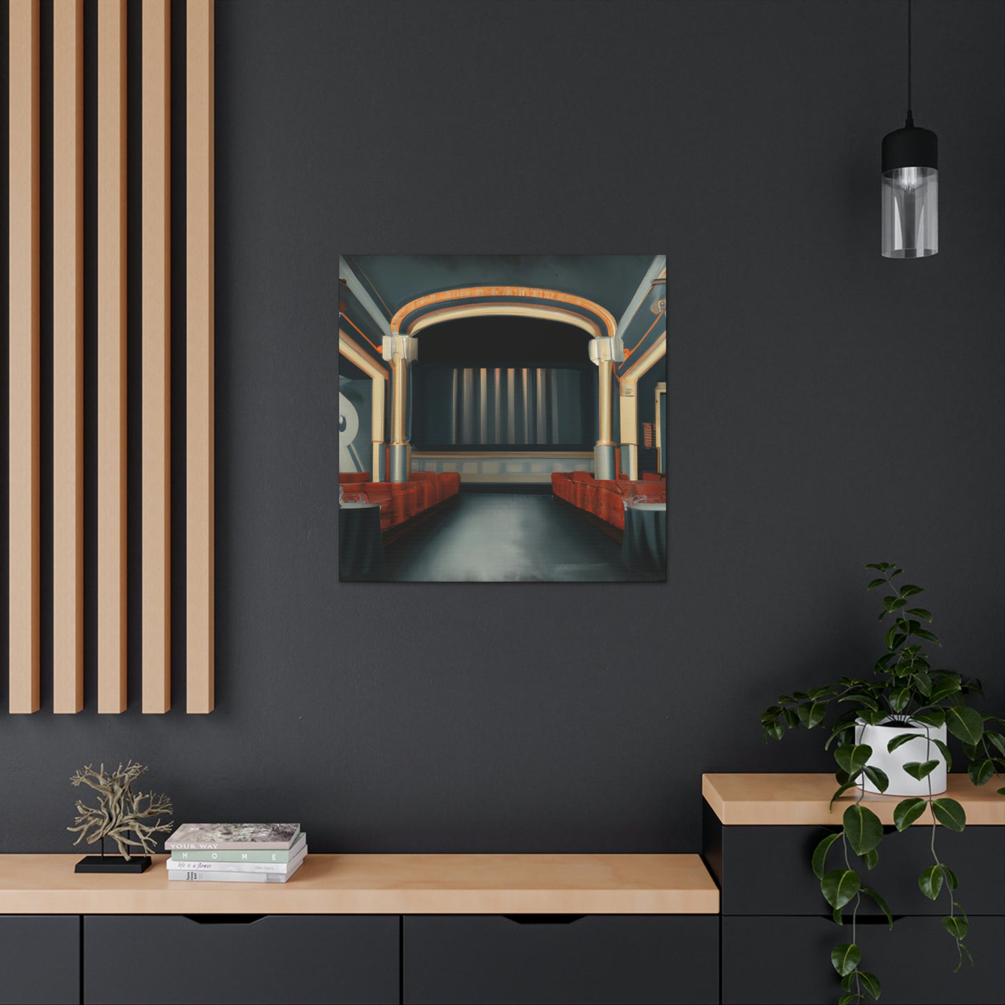 "Vintage Movie Theater Scene" - Canvas