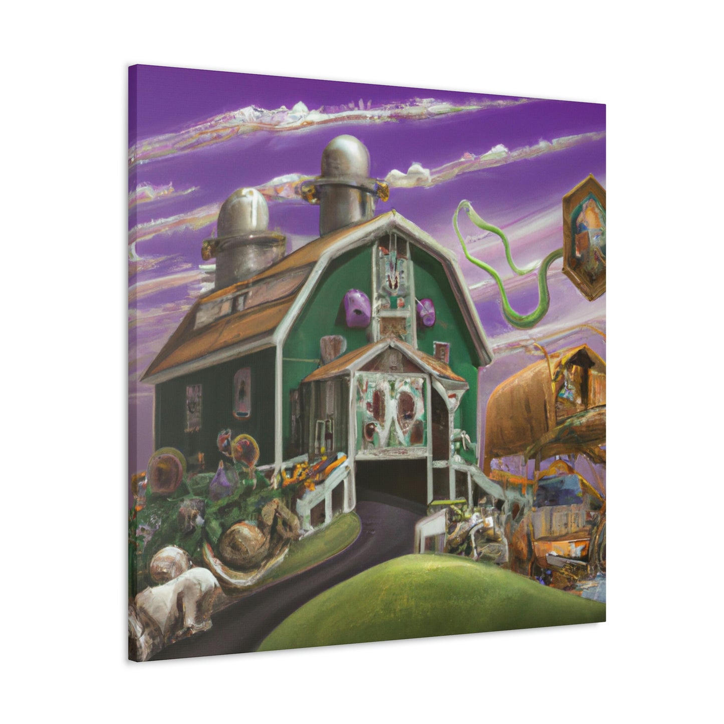 "Barn at Twilight Dreamscape" - Canvas