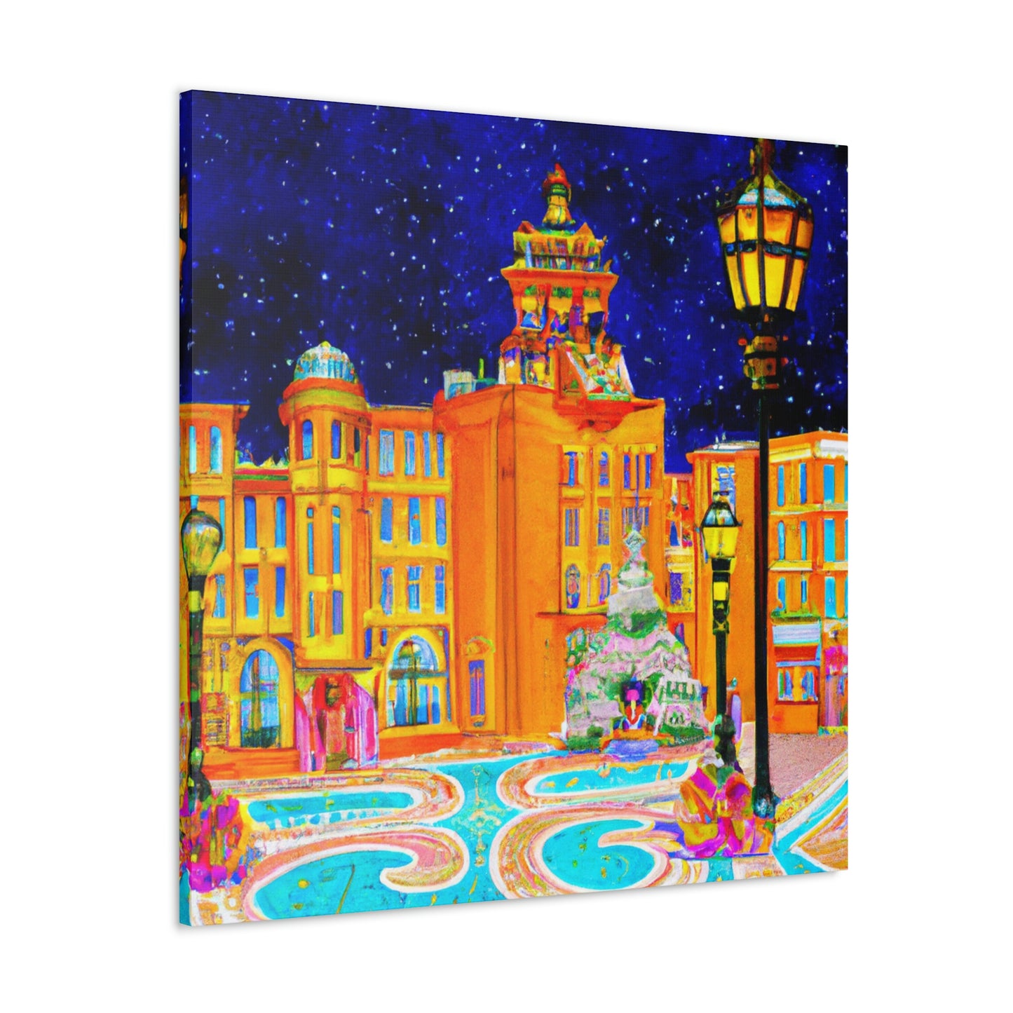 City Square in Moonlight - Canvas