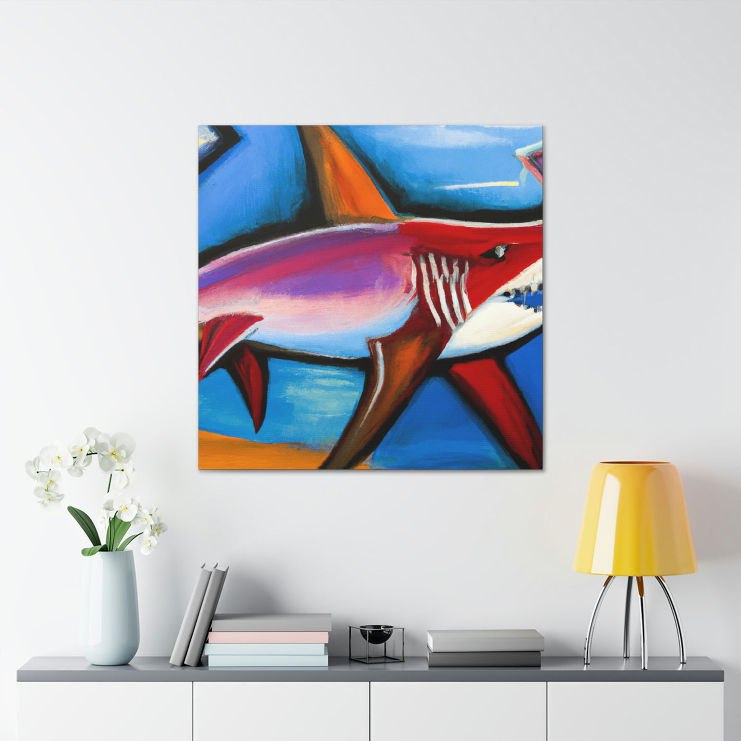 "Fearsome Shark Swimming" - Canvas