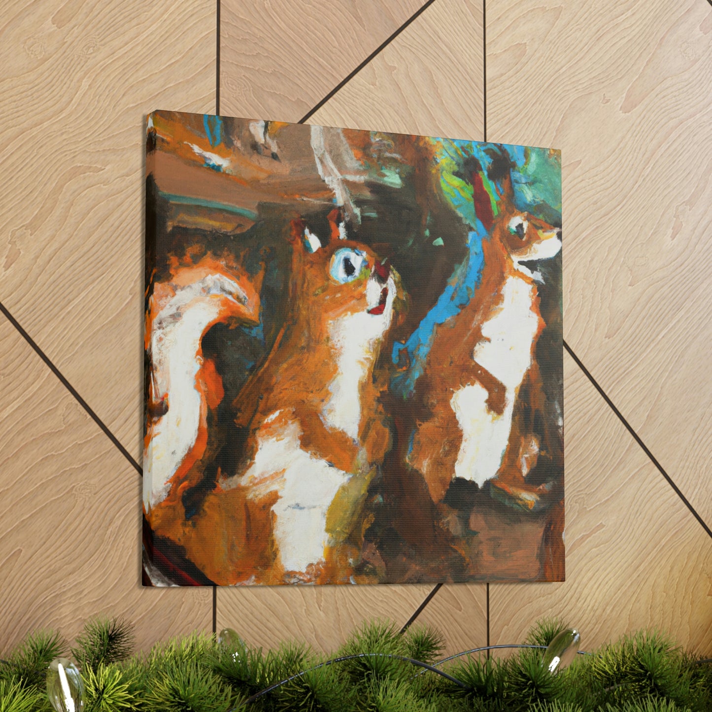 "Squirrels on Abstract" - Canvas