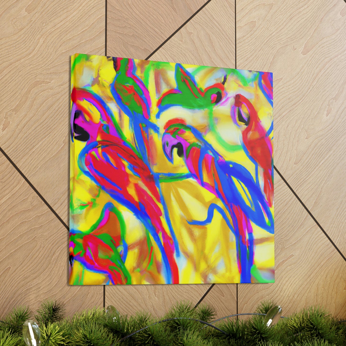 "Macaws in Flight Expressionism" - Canvas