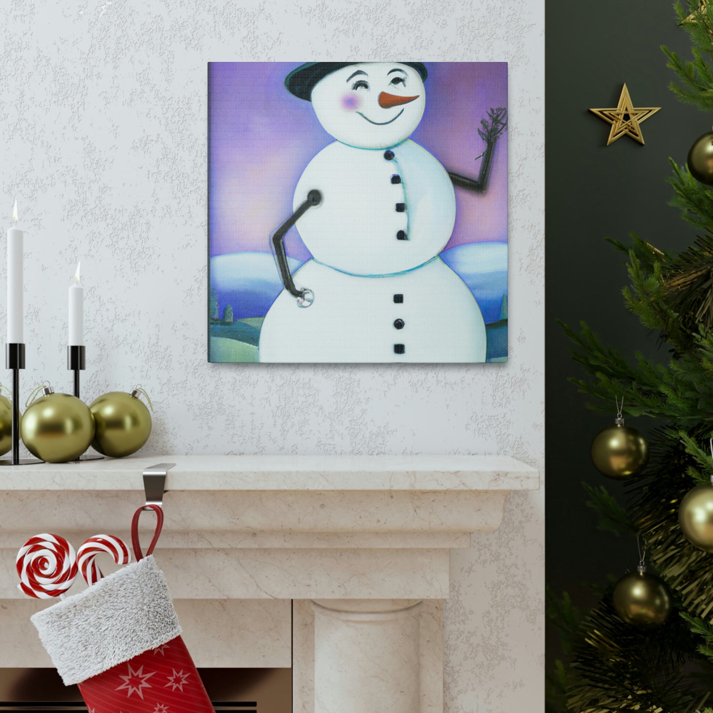 Chilling Art Deco Snowman - Canvas