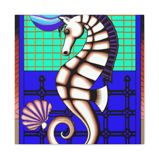 "Shimmering Art Deco Seahorse" - Canvas