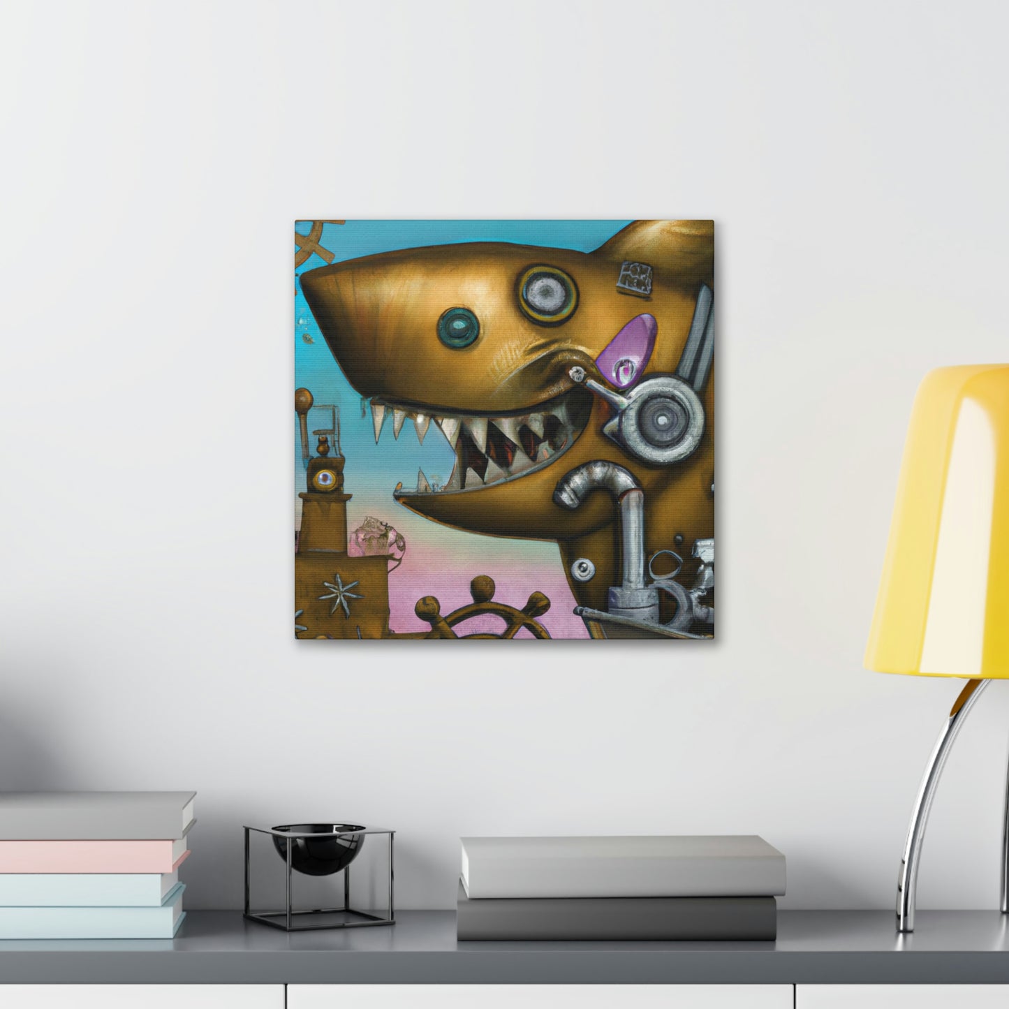 "Shark in Steampunk Goggles" - Canvas