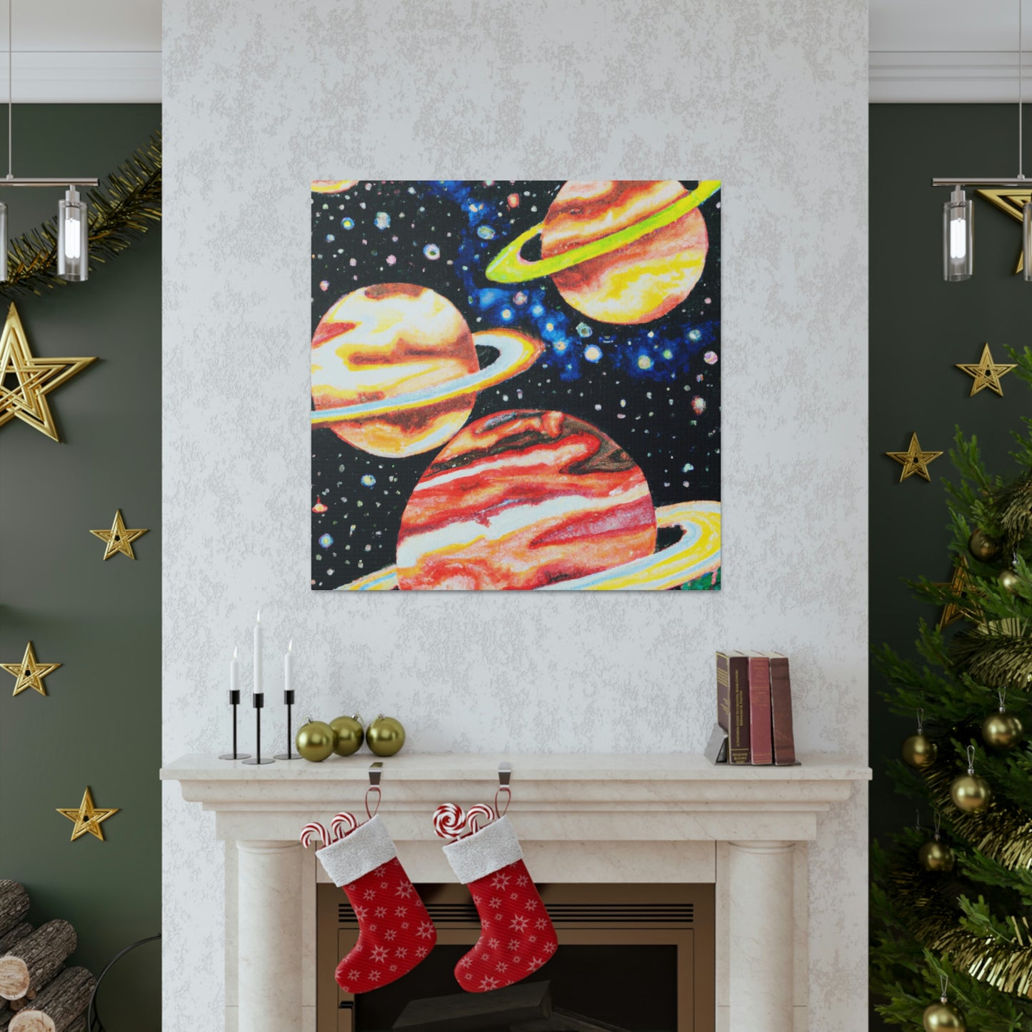 Planets in Pointillism - Canvas