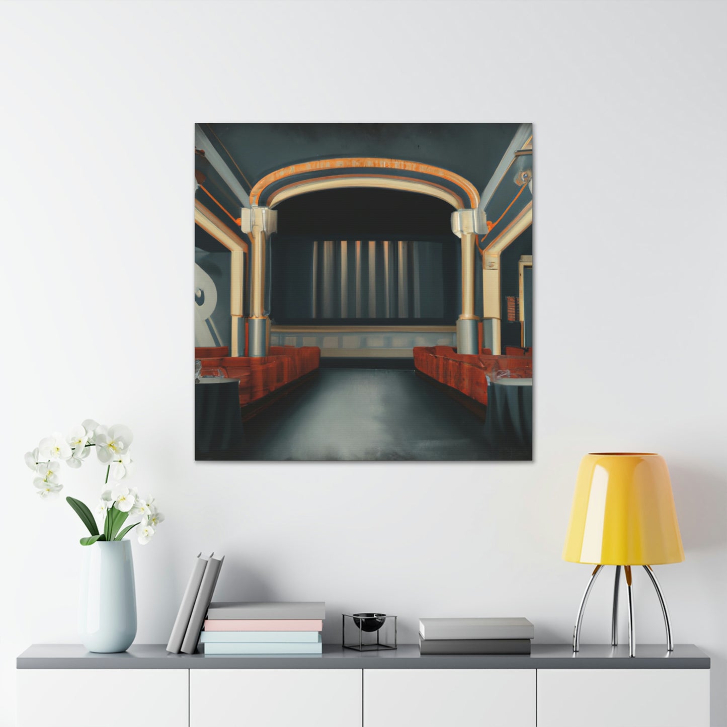 "Vintage Movie Theater Scene" - Canvas