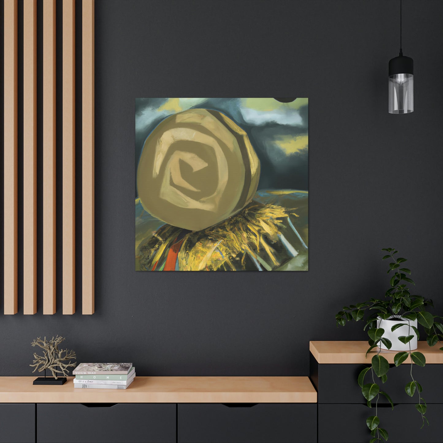 "Hay Bales in Moonlight" - Canvas