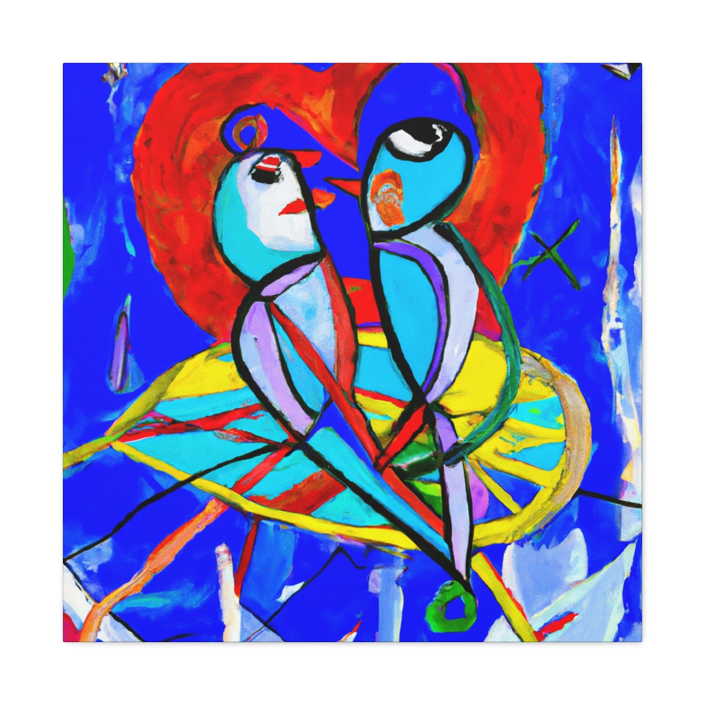 "Lovebirds On A Wire" - Canvas