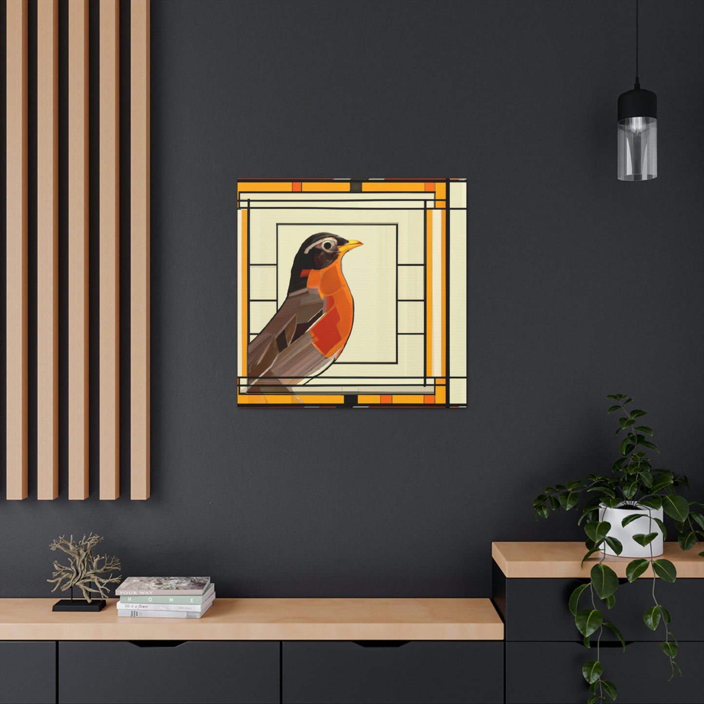 "Singing Art Deco Robin" - Canvas