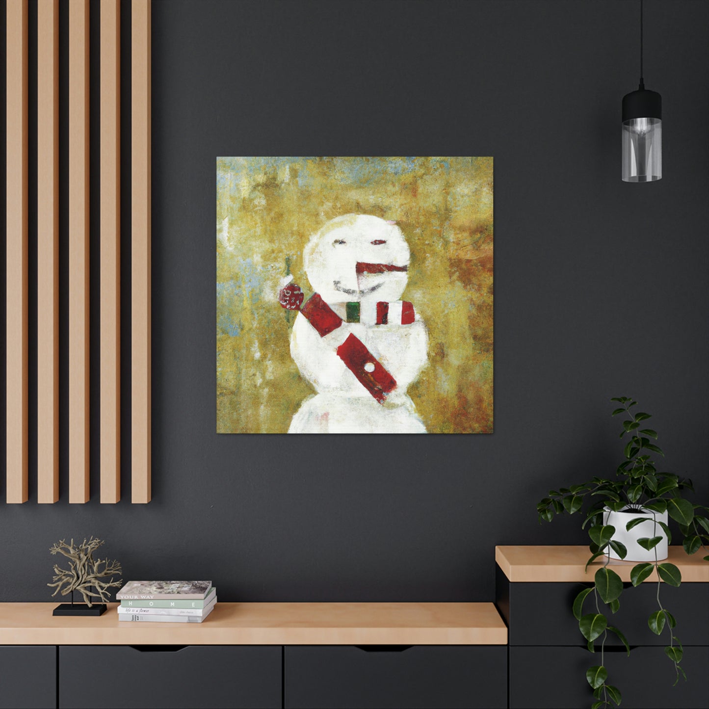 "Snowman in Winter Glow" - Canvas