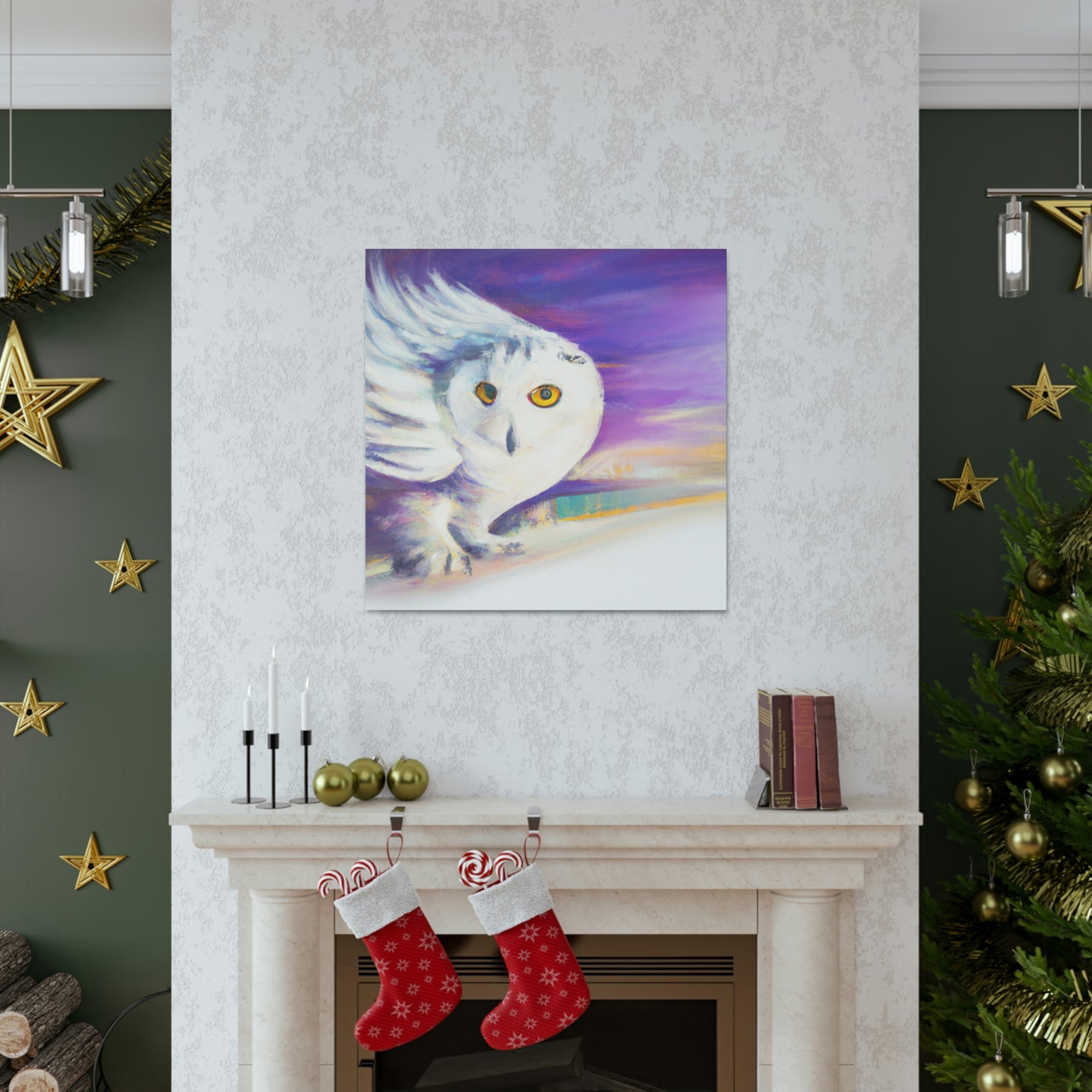 "Snowy Owl in Moonlight" - Canvas