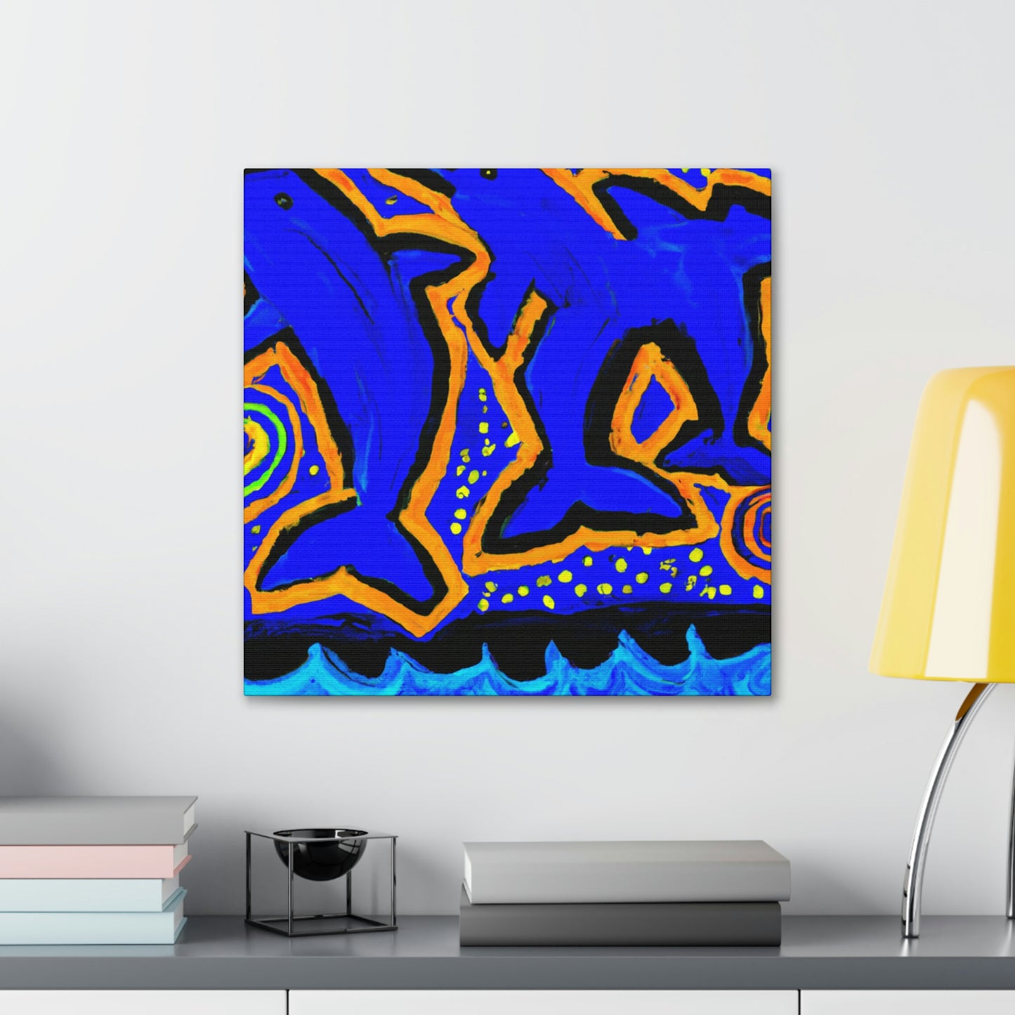 Dolphins in Abstract Forms - Canvas