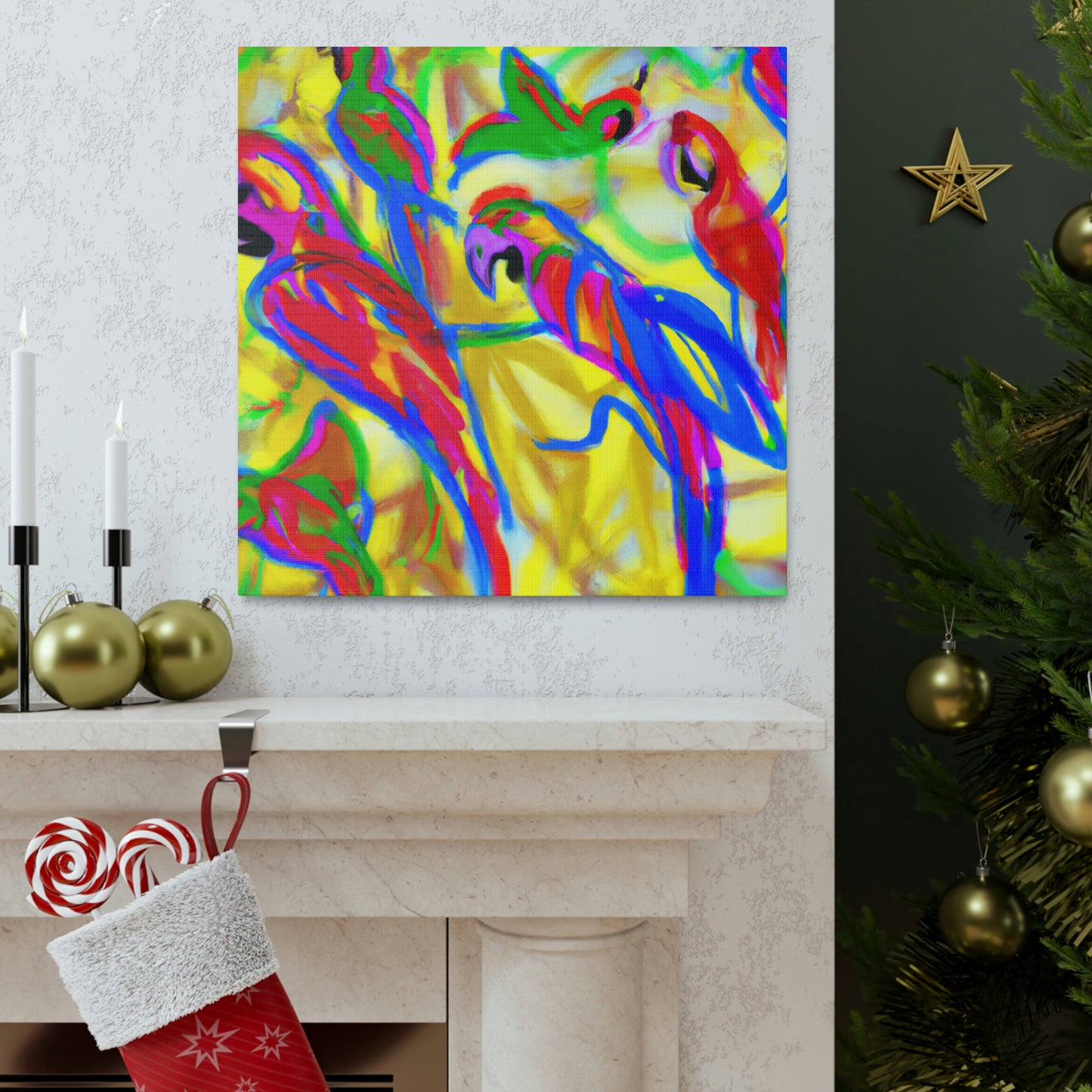 "Macaws in Flight Expressionism" - Canvas