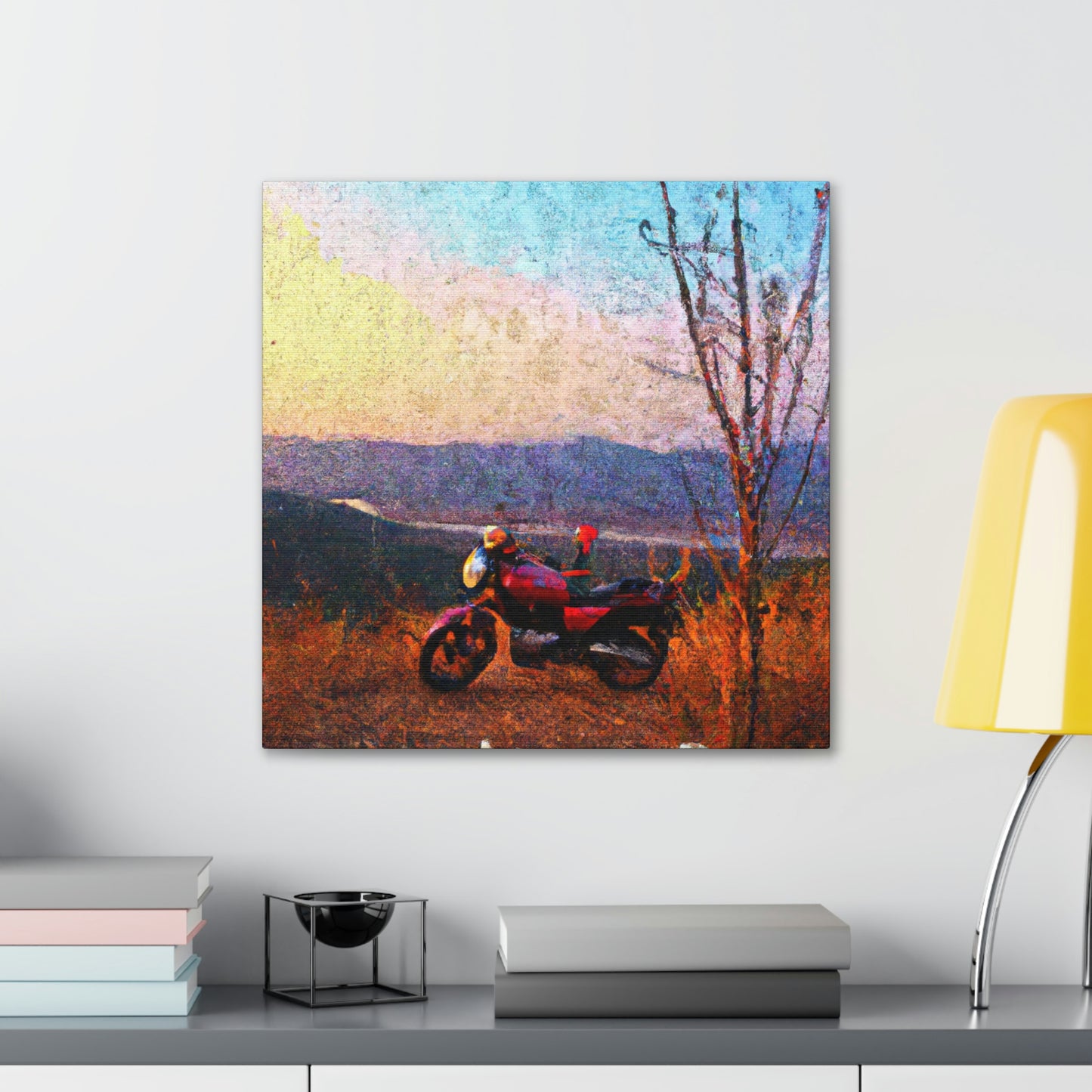 "Motorcycles in Moonlight" - Canvas