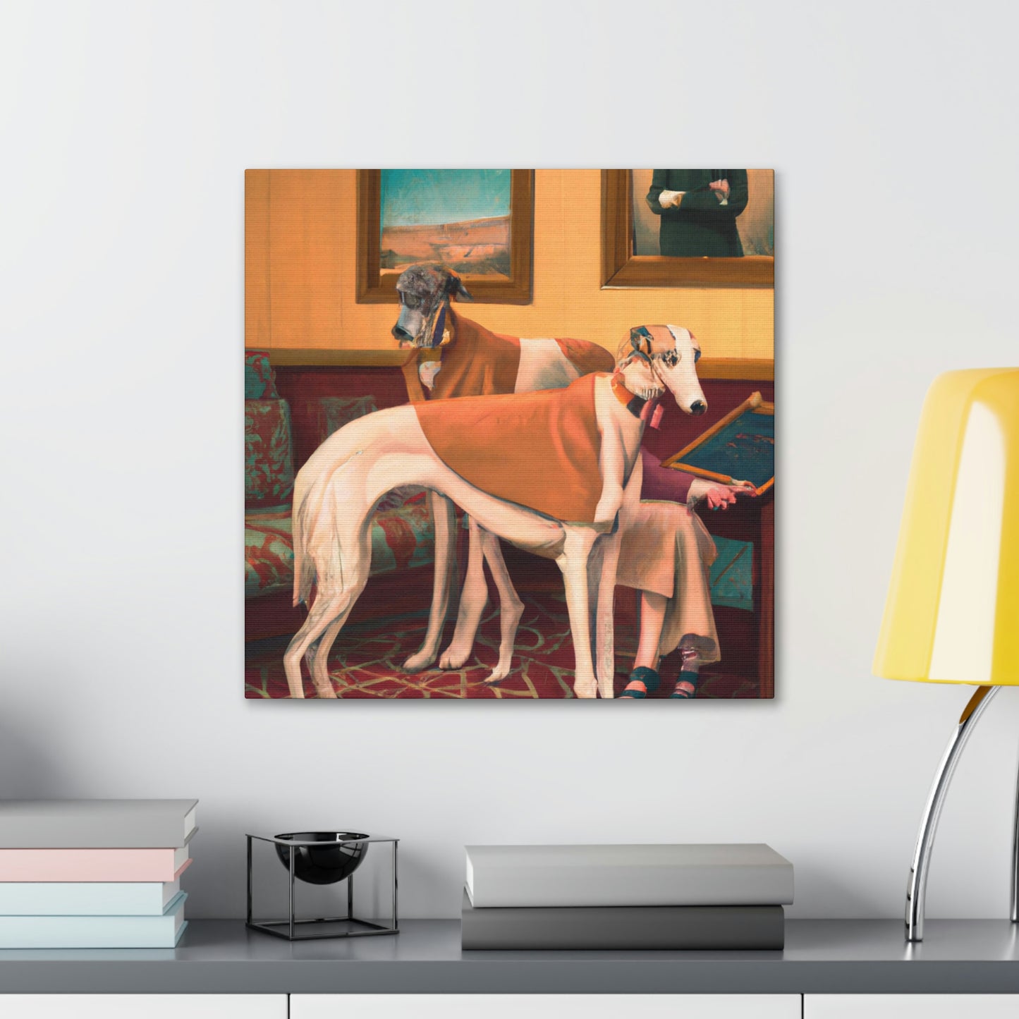 Greyhound in Moonlight. - Canvas