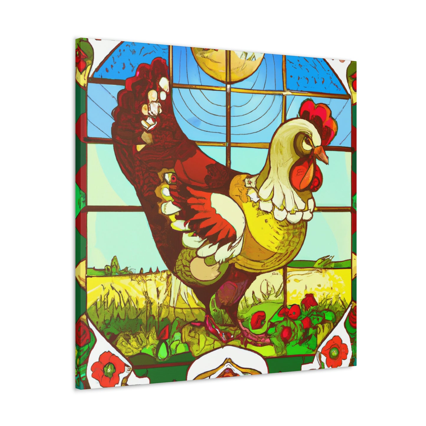 "Chickens in Art Nouveau" - Canvas