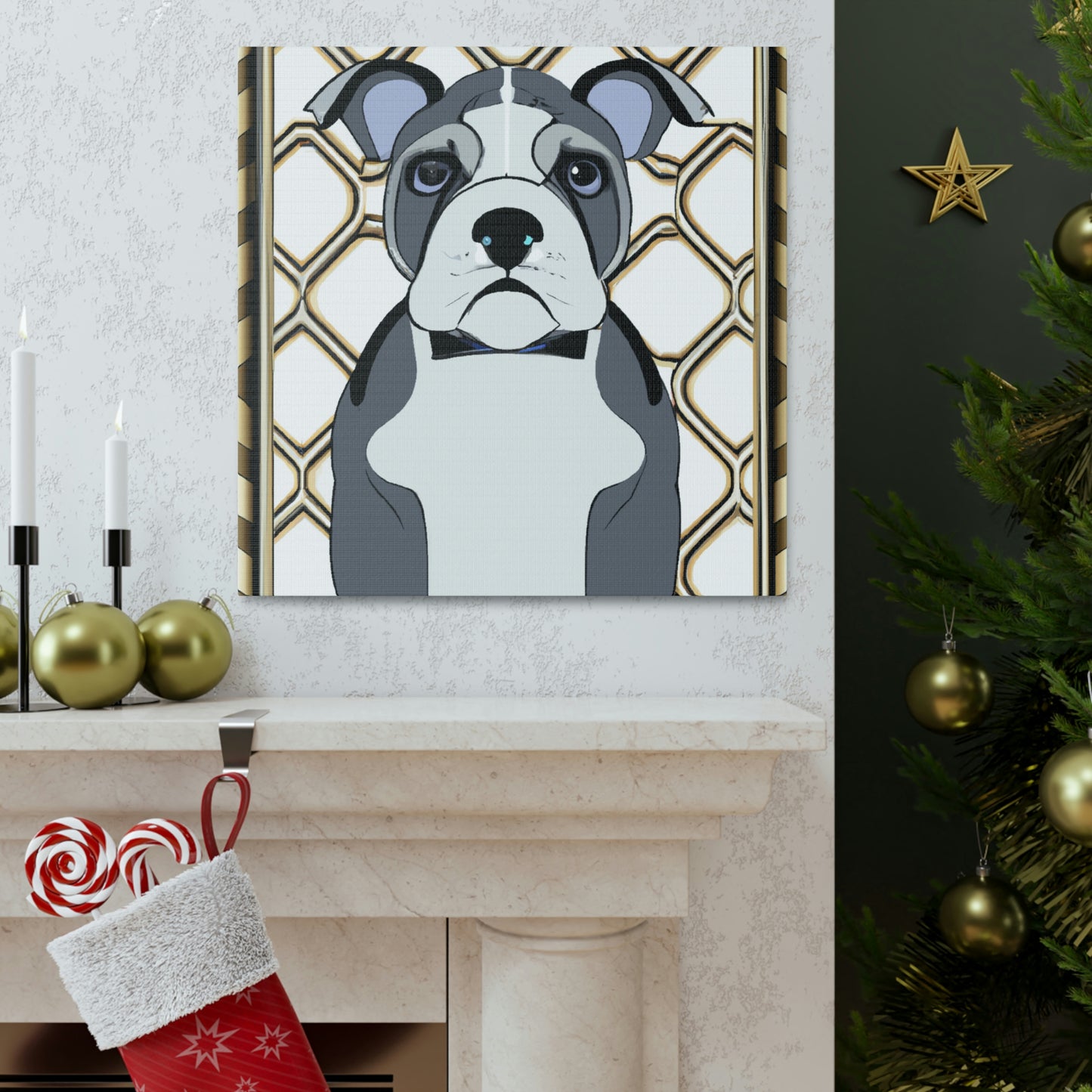 "Bulldog in Deco Style" - Canvas