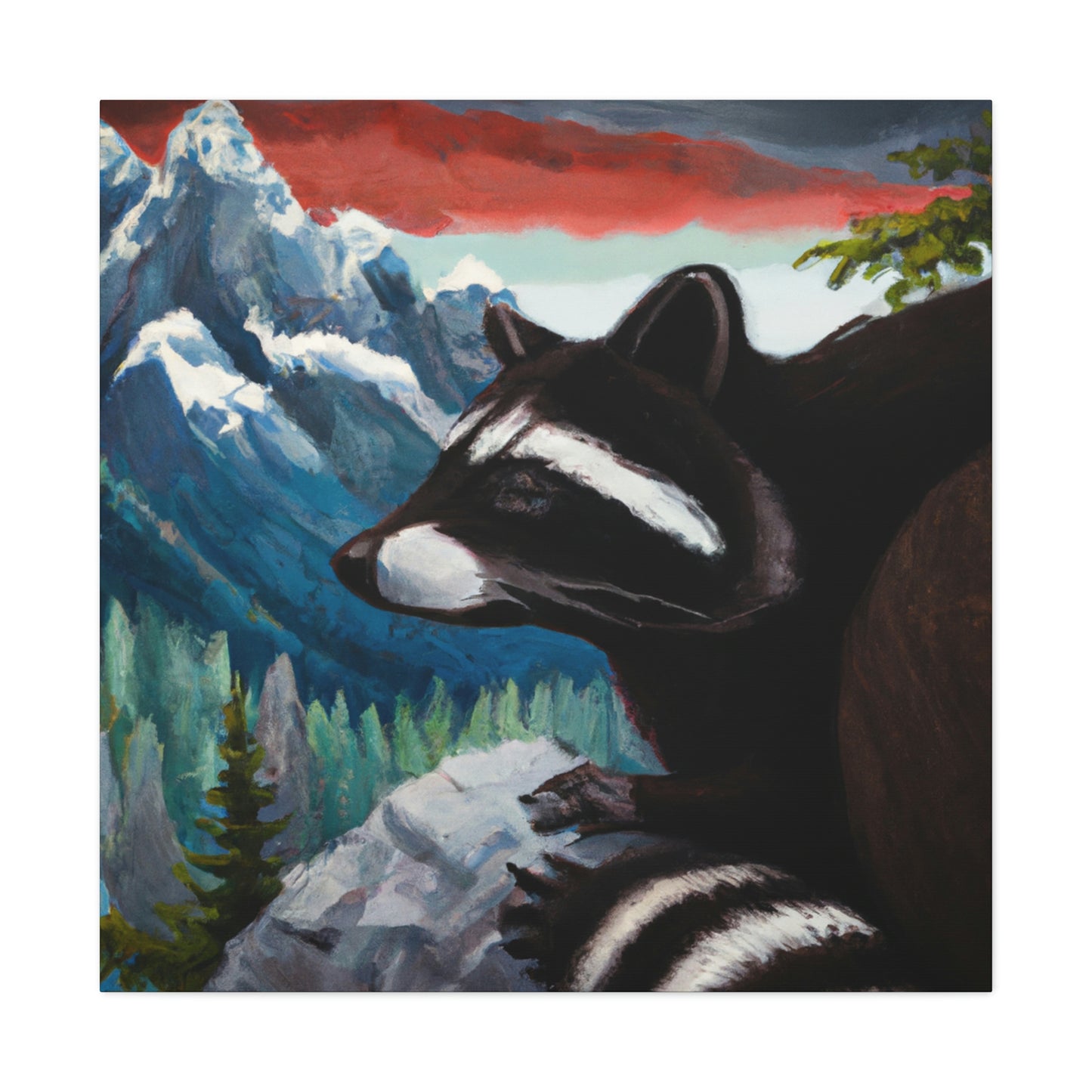 Raccoon in Art Deco. - Canvas