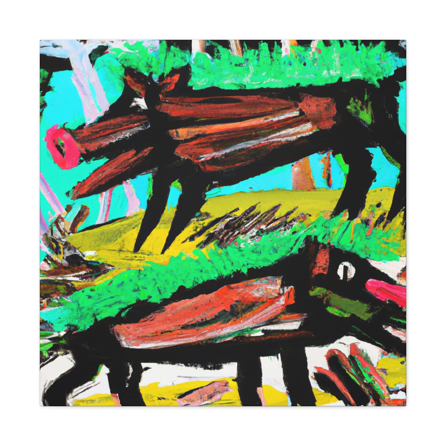 "Boars in the Wilderness" - Canvas