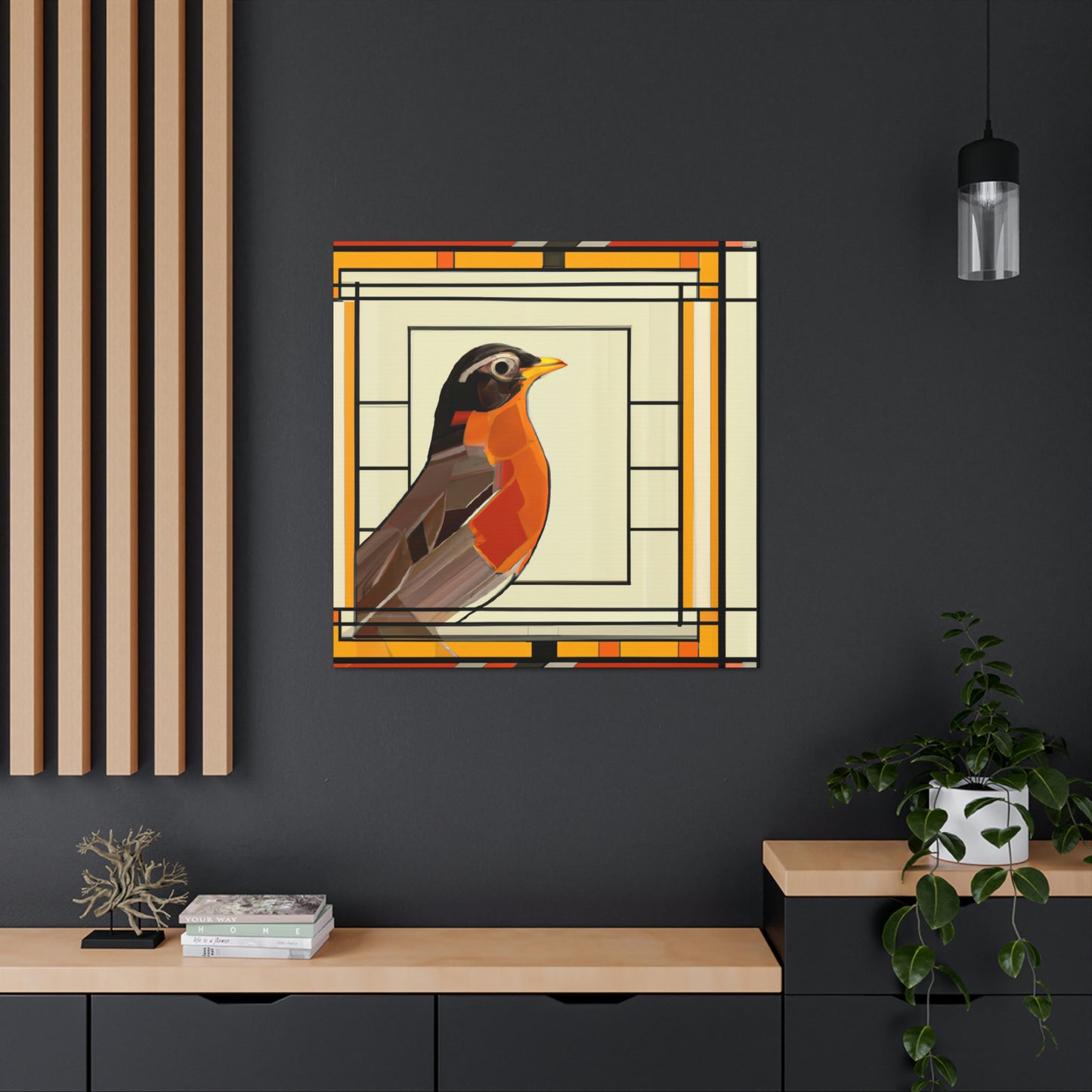 "Singing Art Deco Robin" - Canvas