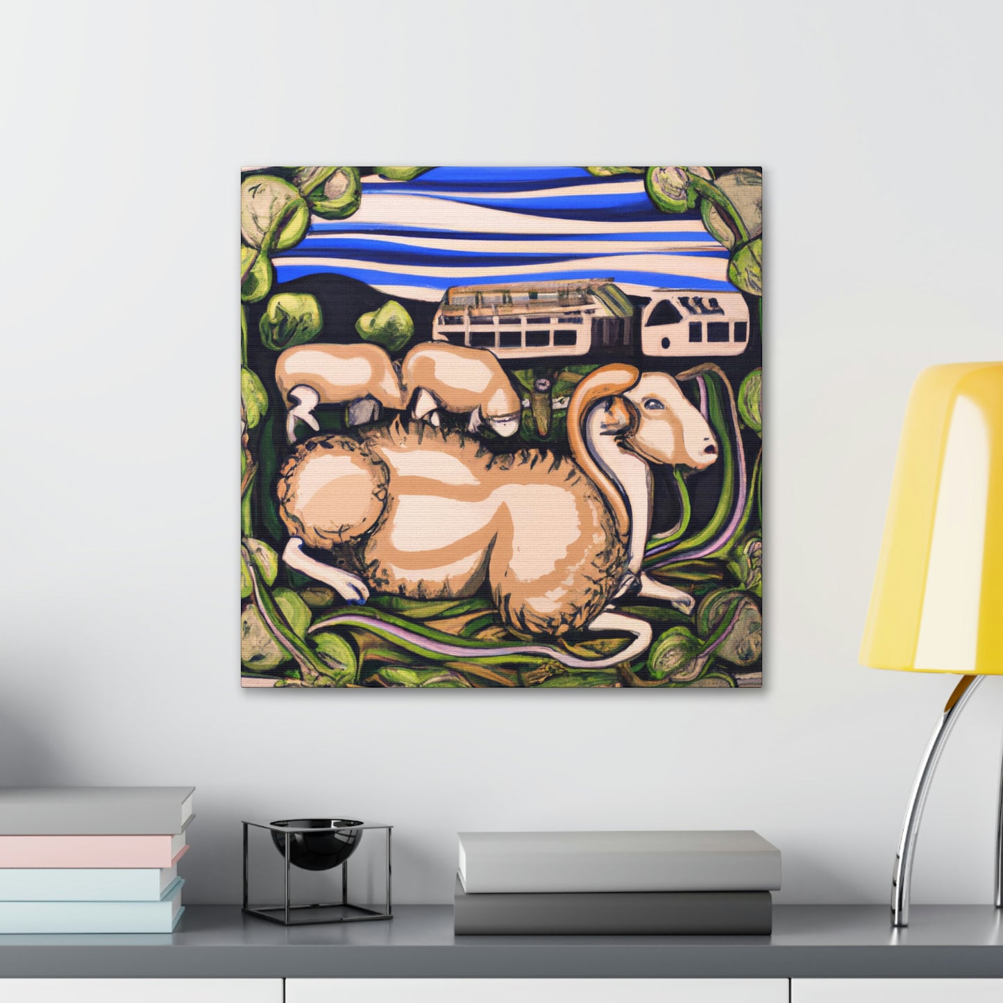 Sheep in Jamunarose - Canvas