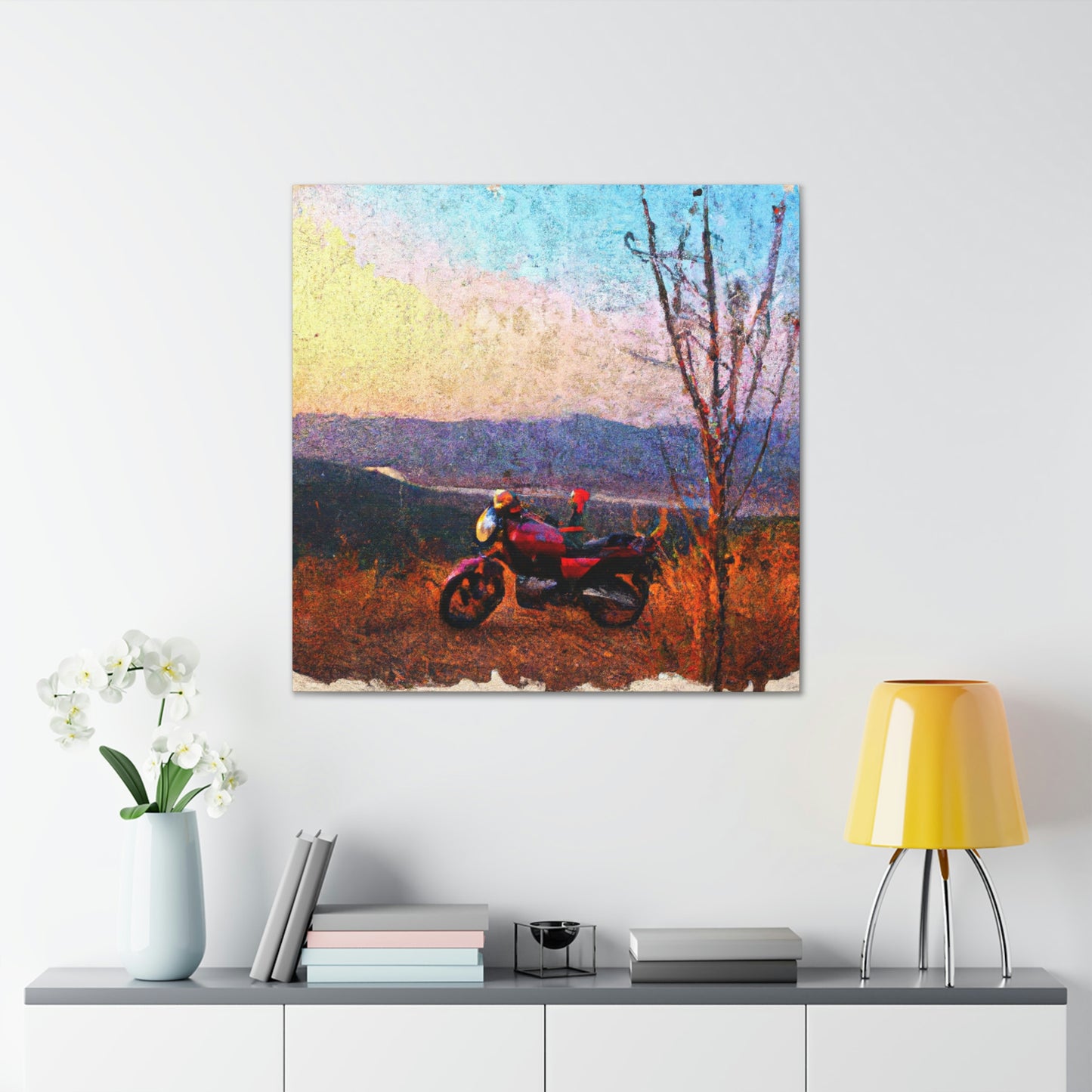 "Motorcycles in Moonlight" - Canvas